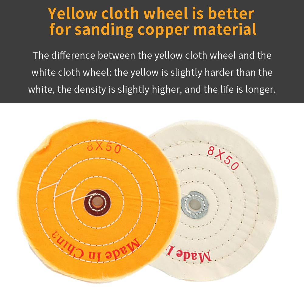 8 Inch Buffing Wheel Cotton Pad Set - 50 Ply Extra Thick Polishing Wheels with 1/2