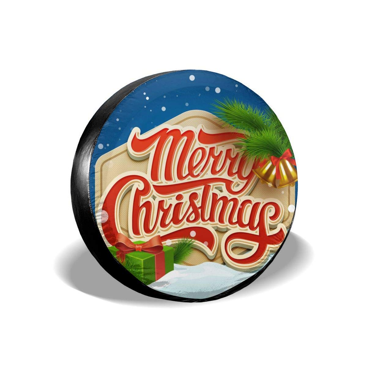 Christmas Santa Claus Truck Tire Cover - Retro Red Xmas Design with Tree & Gift Boxes - Fits 14