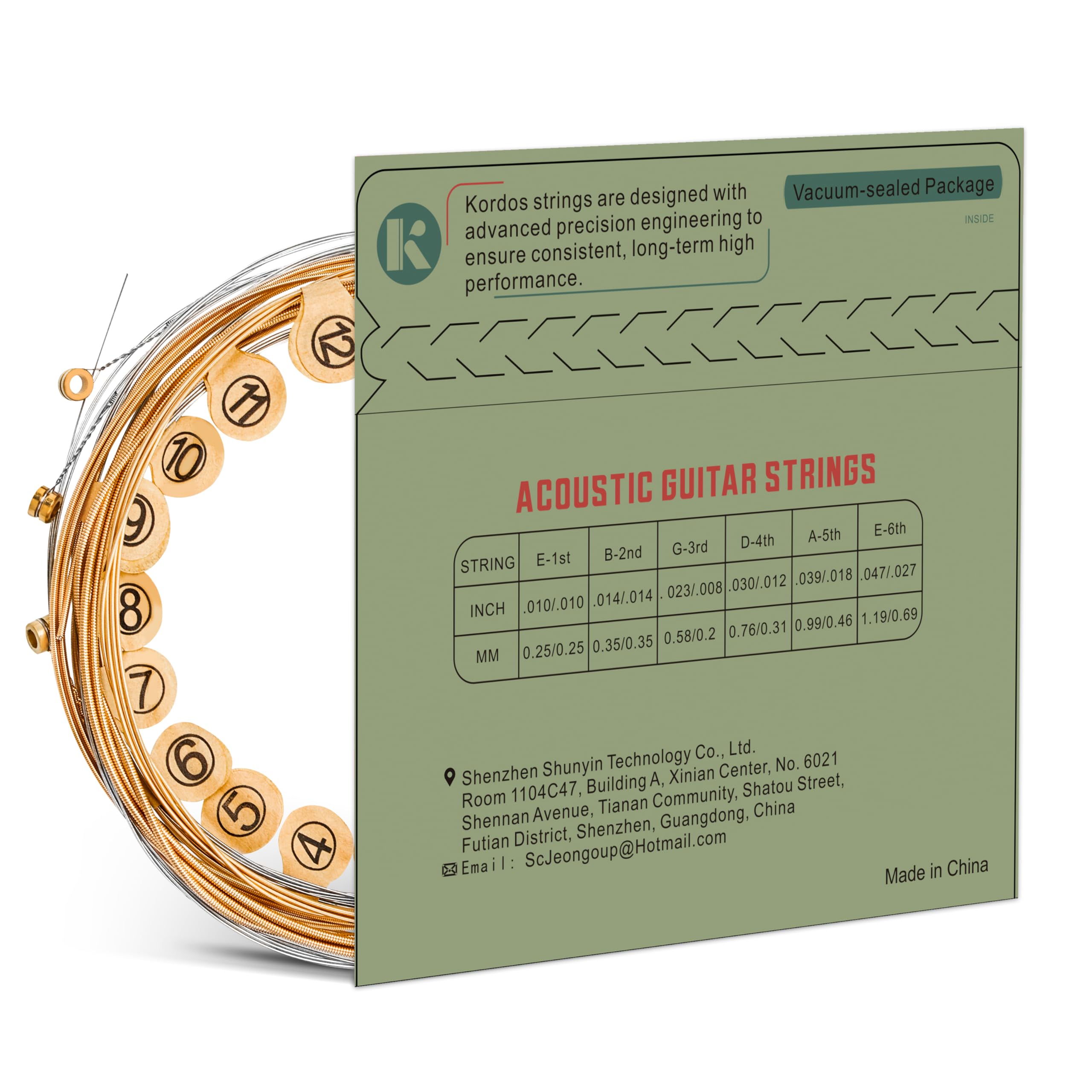 12 String Acoustic Guitar Strings Set - 85/15 Coated Bronze with Brass Ball Ends & Hex Carbon Steel Core (Light 10-47 Gauge) | Vacuum-Sealed for Long Life | Perfect for Studio Recording & Live Performances
