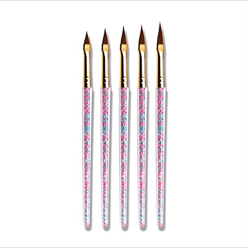 5-Piece Crystal Nail Art Brush Set - Professional Line Painting, Stripe & Flower Design Brushes for Manicure, Pedicure & Nail Art | Perfect for Salon, Home Use & DIY Nail Designs