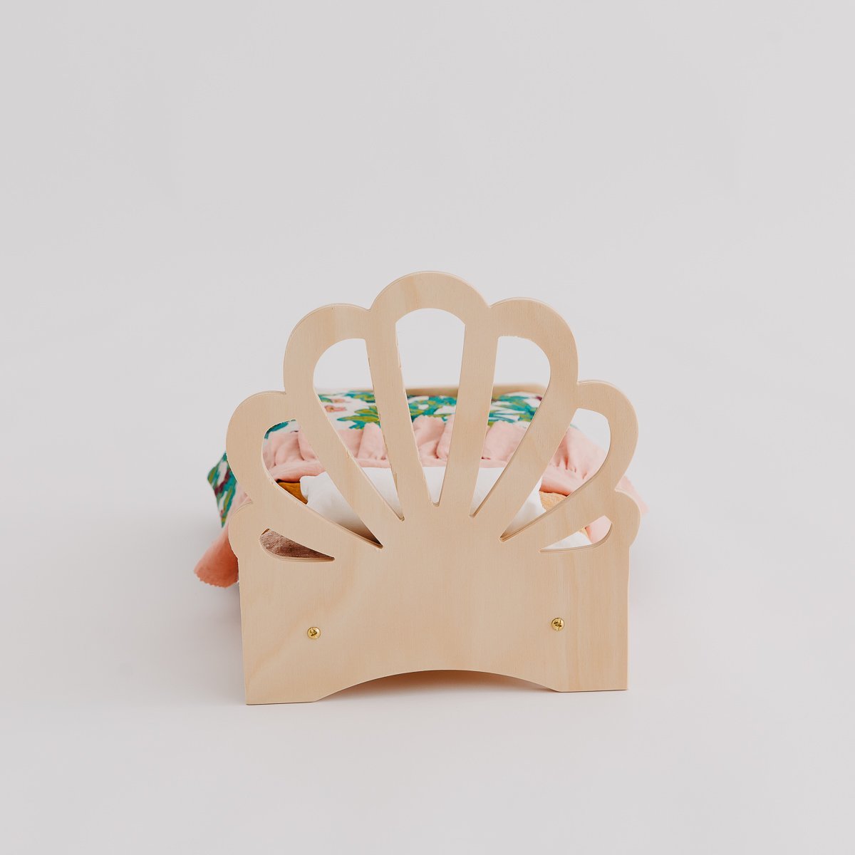 Pine Shell Doll Bed - Handmade Wooden Crib for Baby Dolls - Perfect for Pretend Play, Nursery Decor & Kids' Gift