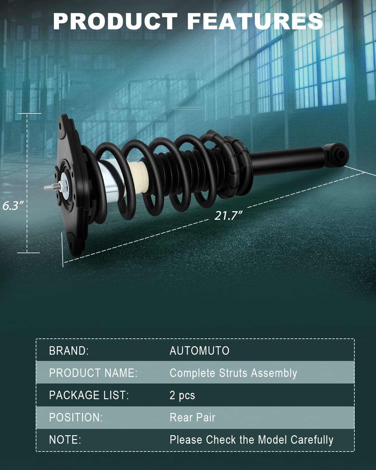 AUTOMUTO Quick-Strut Complete Assembly - Replacement Struts & Shocks for 2000-2006 Nissan Sentra (171312) - Perfect for Smooth Ride & Suspension Repair | DIY Car Maintenance & Auto Parts Replacement
