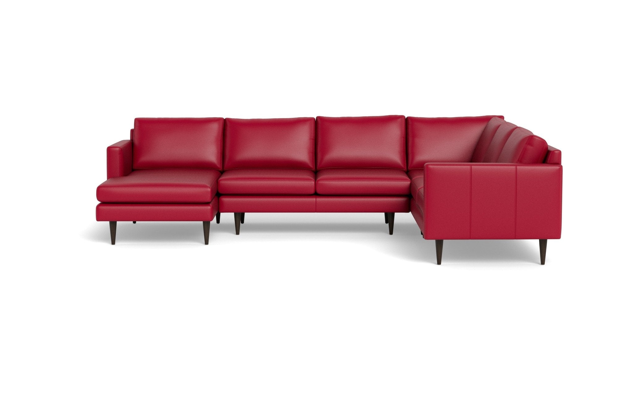 Wallace 131 Genuine Leather Sectional Sofa with Left Chaise - Modern Untufted Corner Couch for Living Room, Lounge & Home Theater