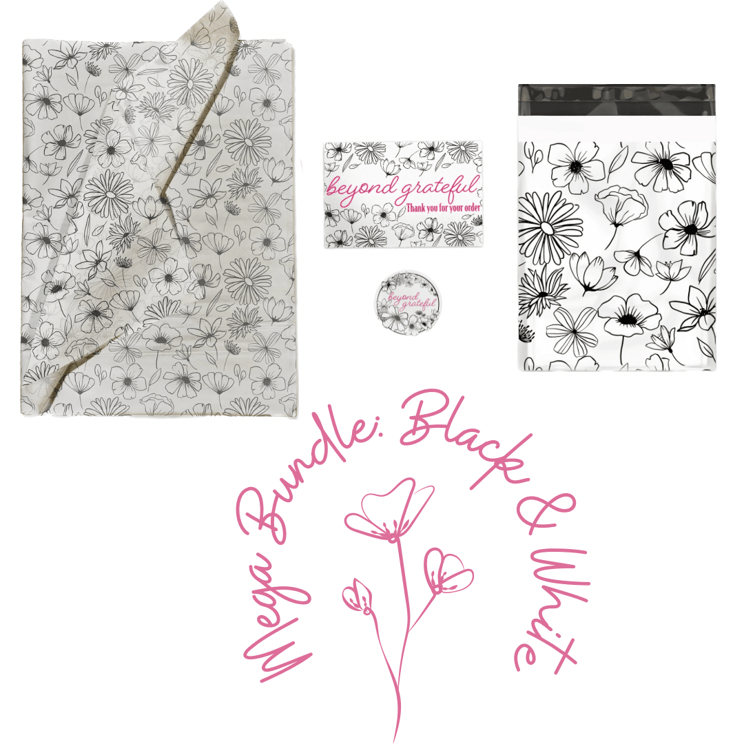 Black and White Floral Mega Bundle - 50+ High-Quality Digital Scrapbook Papers & Backgrounds for Invitations, Wedding Decor, DIY Crafts & More