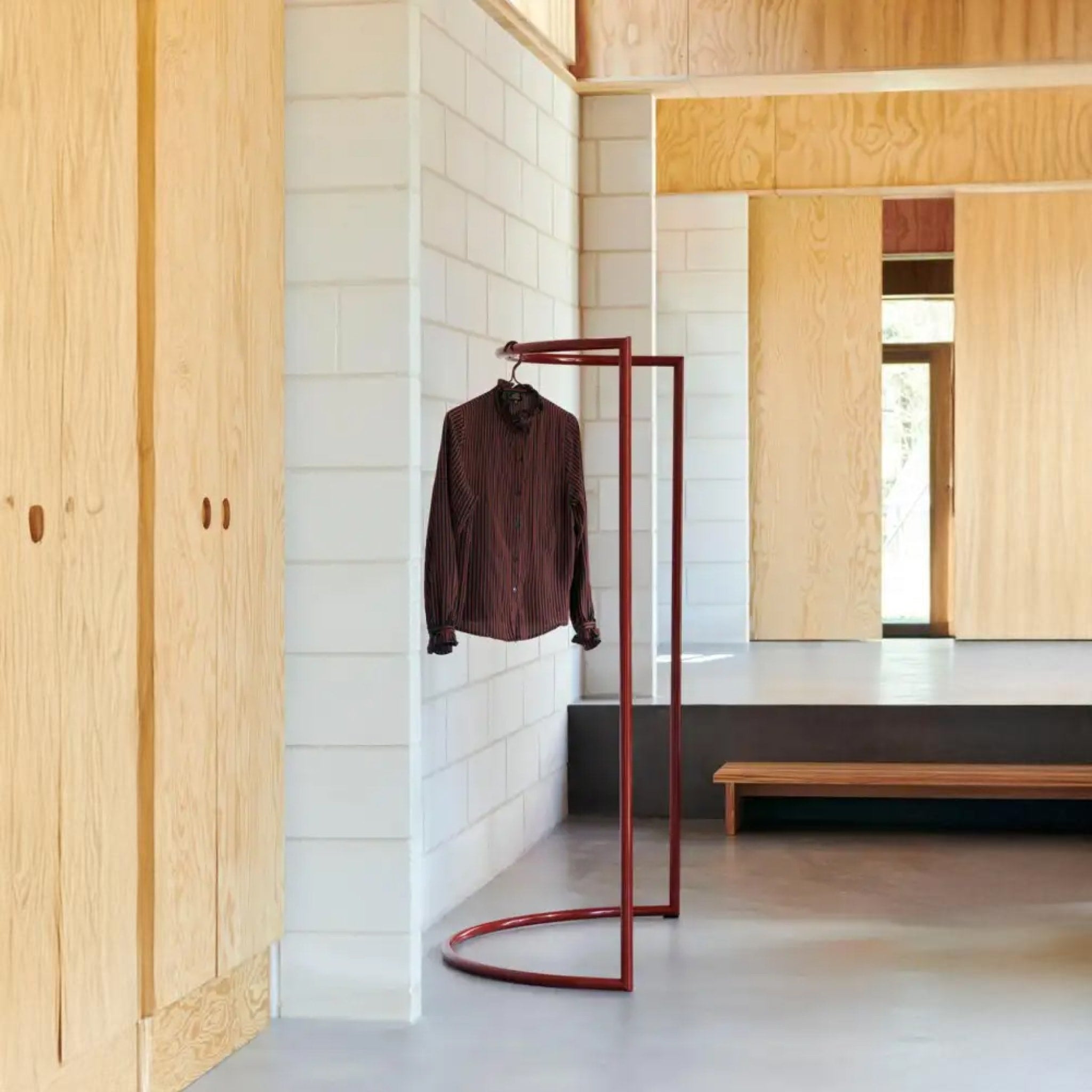 Stylish C-Shaped Maroon Red Coat Rack - Premium Wall Mounted Entryway Organizer for Hats, Jackets & Bags | Perfect for Home, Office & Dorm Decor