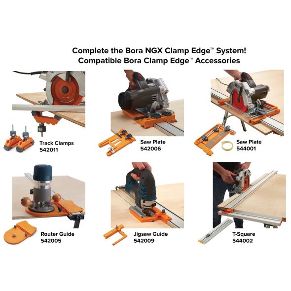 BORA 100 NGX Clamp Edge (50+50) - Premium Workbench Clamping System for Woodworking & DIY Projects - Perfect for Table Saws, Router Tables & Workshop Tools
