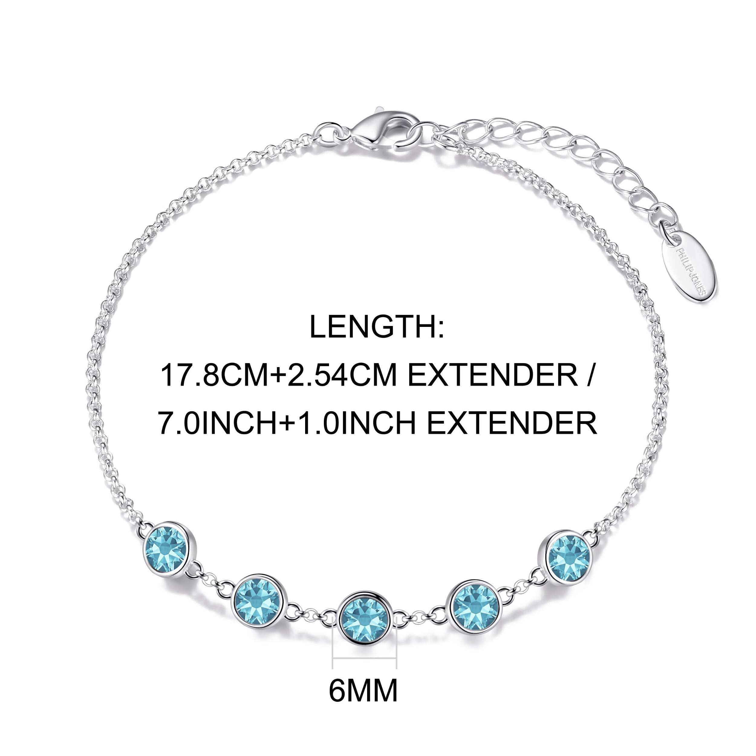 Philip Jones Zircondia Crystal Bracelet - Elegant Light Blue for Parties & Gifts