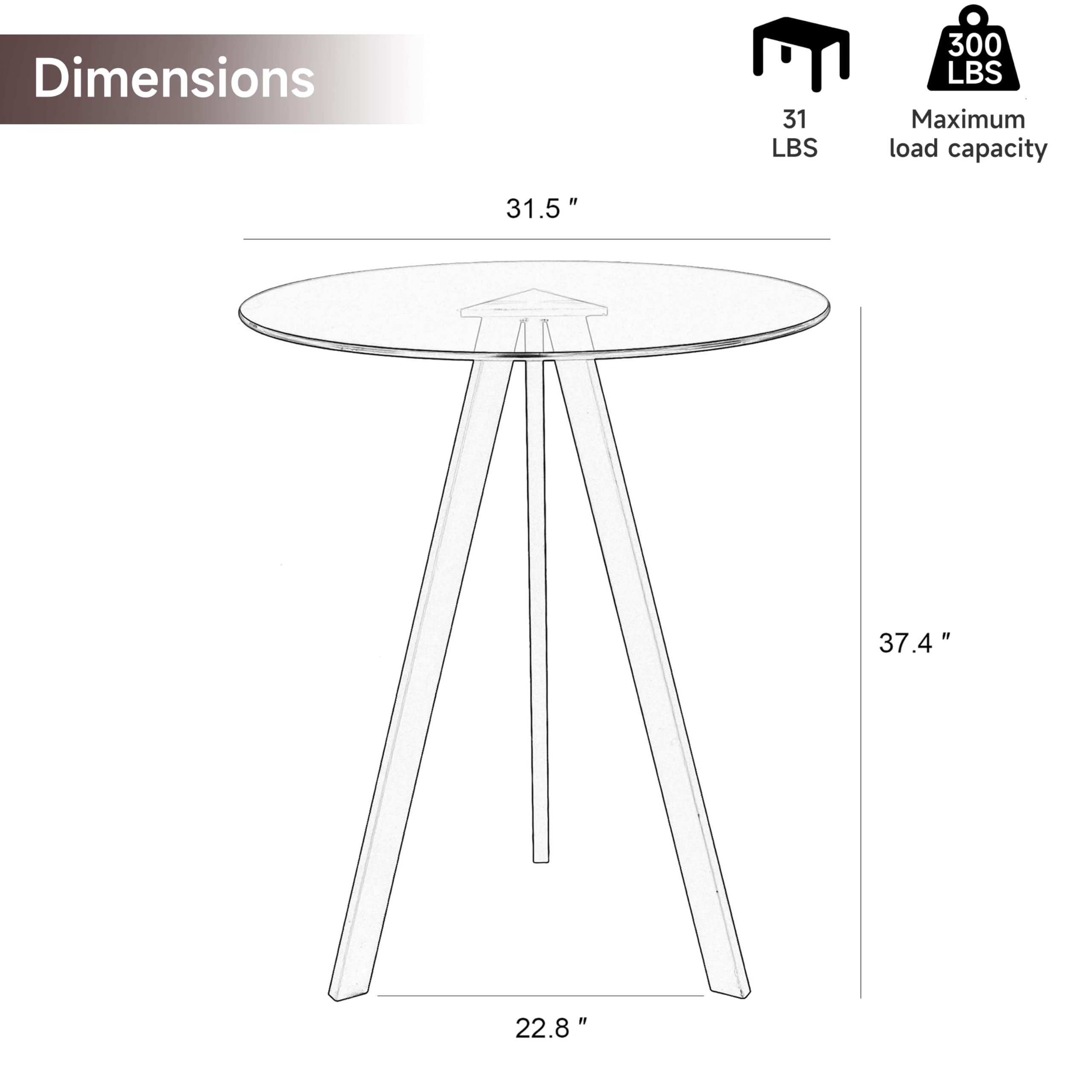 Small Round Clear Glass Bar Table with Gold Legs - Modern Luxury High Top Pub Table, Circular Bistro & Party Drink Table for Small Spaces - Perfect for Home Bars, Living Rooms, Patios & Outdoor Entertaining