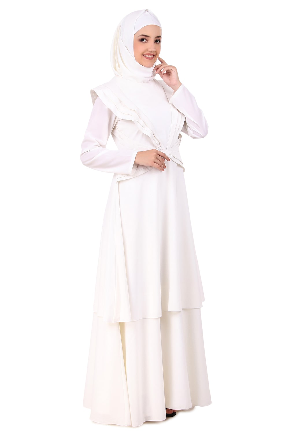 Elegant Designer Royal Look White Abaya for Women - Modest Islamic Dress for Prayer, Wedding & Special Occasions