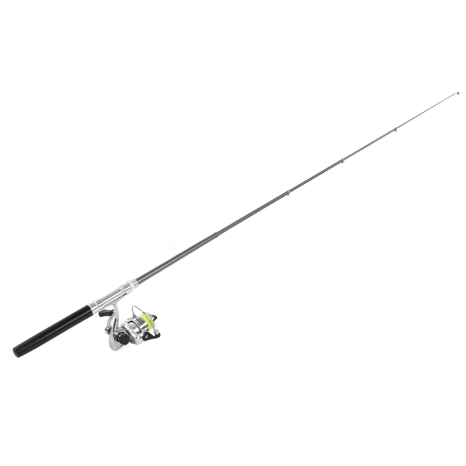 Ubersweet® Compact Pocket Fishing Pole with Reel - Portable Mini Pen-Style Fishing Rod Combo for Rock, Sea & River Fishing | Lightweight Travel Gear for Hiking, Camping & Outdoor Adventures (Black)