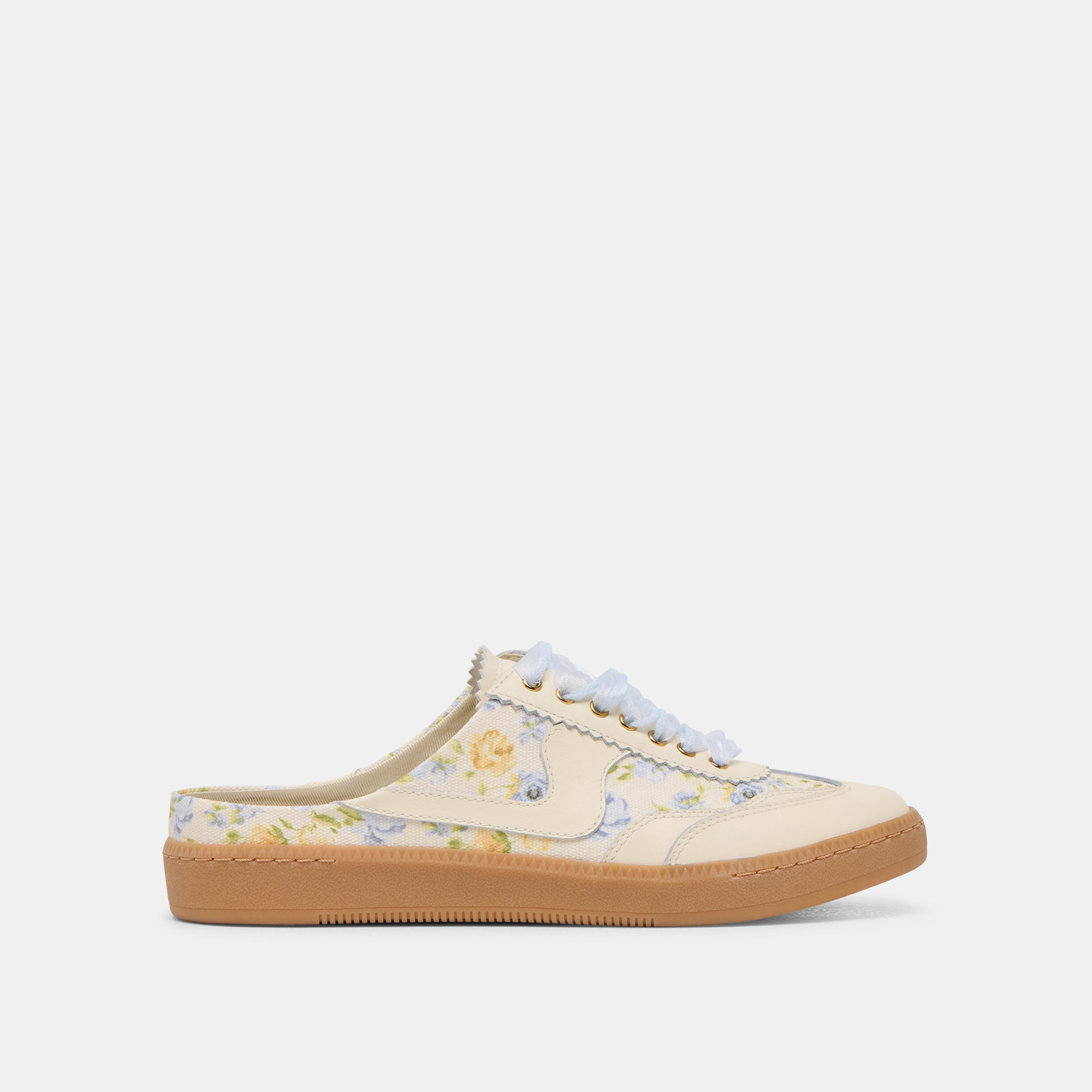 Blue Floral Leather Slide Sneakers - Comfortable & Stylish Casual Shoes for Women - Perfect for Beach, Pool, and Summer Outings