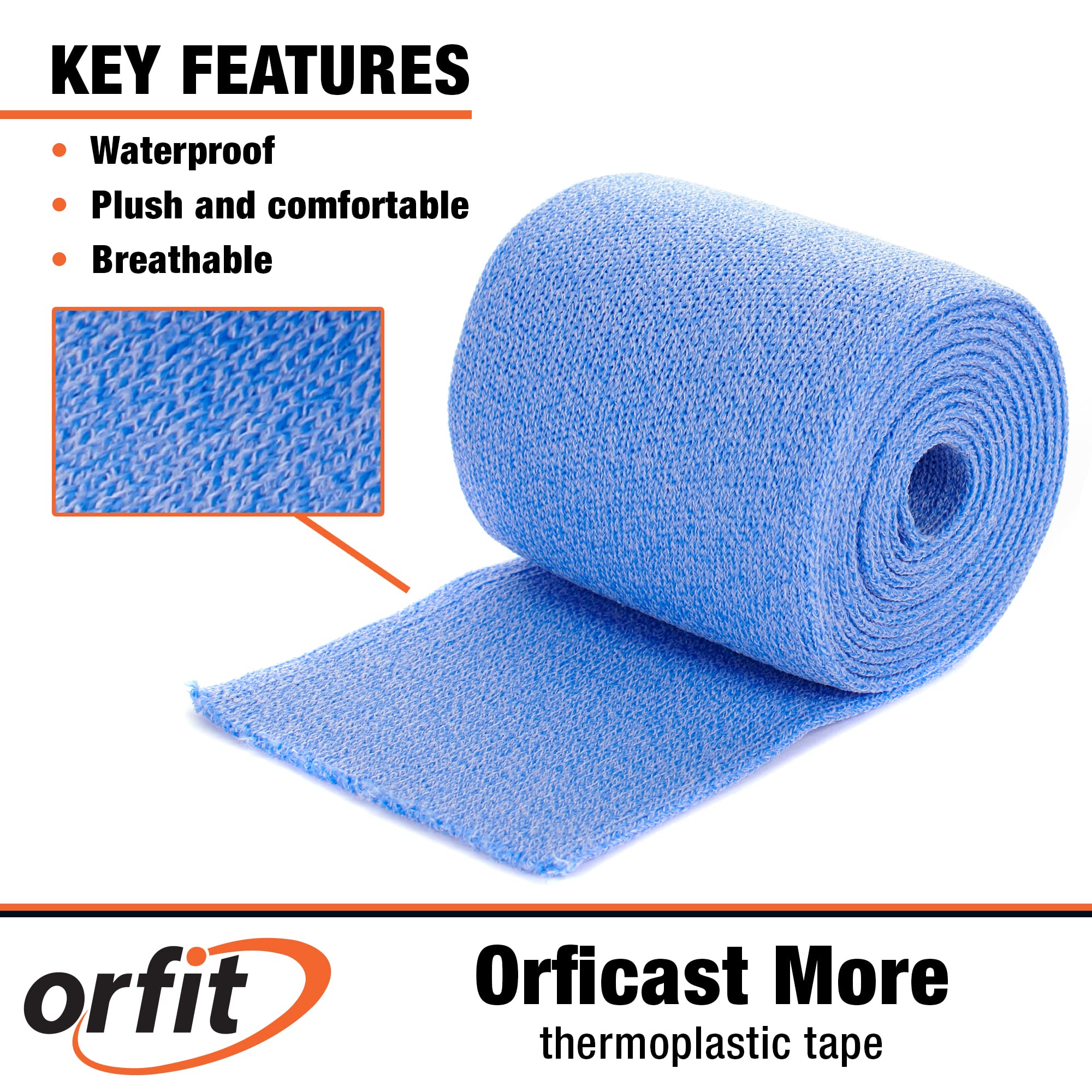 Orfit Orficast Easy-Form Splinting Material - Heat-Activated Thermoplastic Tape for Trigger Finger, Thumb & Arthritis Pain Relief - Hand Support Brace (5” x 9’, Blue, 1 Roll) - Ideal for Physical Therapy, Post-Surgery Recovery & Daily Comfort