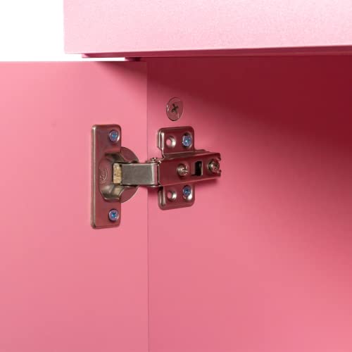 Wall Mounted Hair Styling Station - Professional Barber Salon Equipment Set with Floating Vanity Makeup Table, 2 Drawers & Multi-Layer Storage Cabinet (Pink) - Perfect for Home Salons, Spa Rooms & Beauty Studios