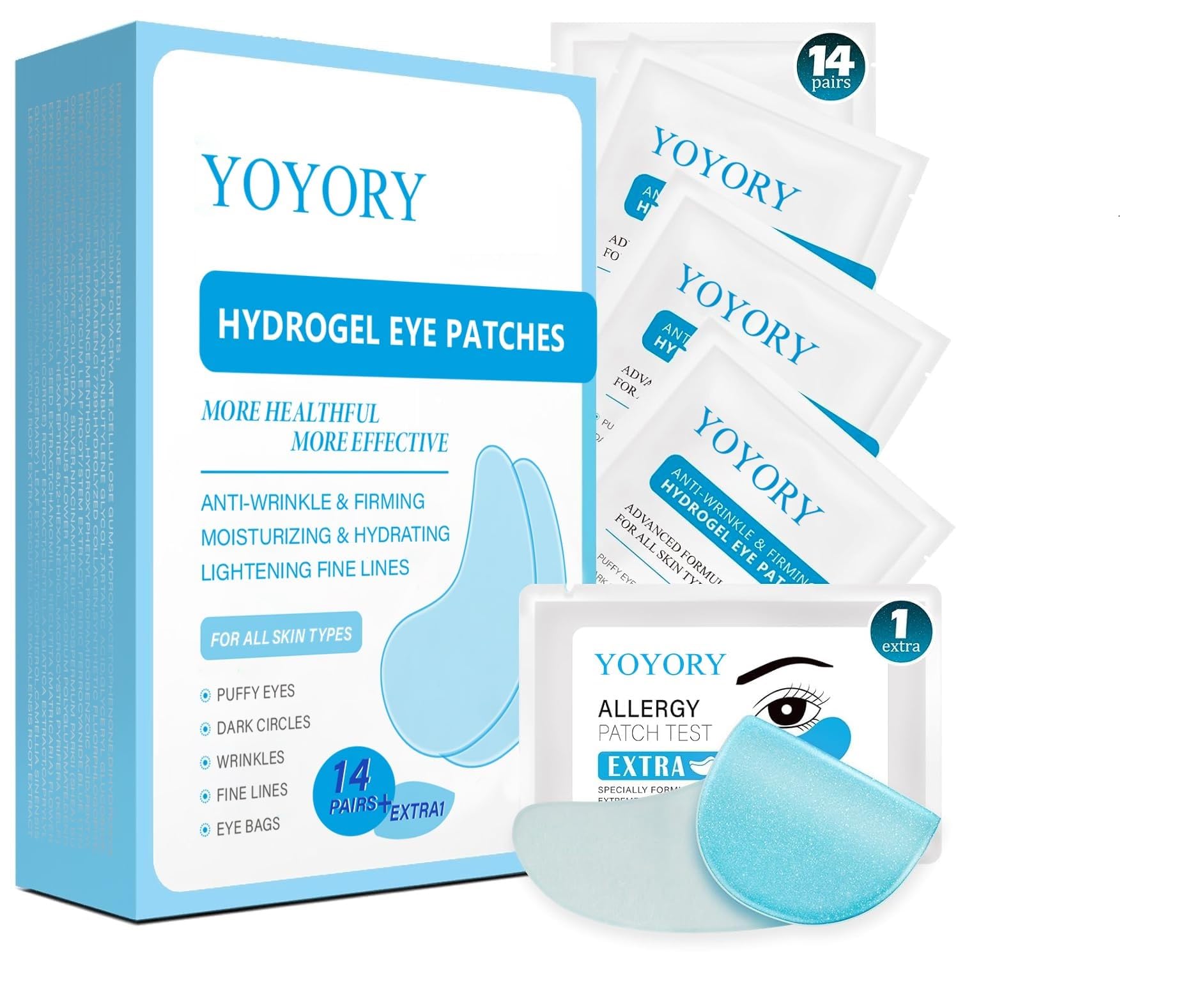 Under Eye Patches for Wrinkles & Dark Circles - Hydrating Eye Gel Masks with Hyaluronic Acid & Collagen | Puffy Eyes, Fine Lines & Eye Bags Treatment | 15 Pairs | Perfect for Night Routine & Travel Skincare
