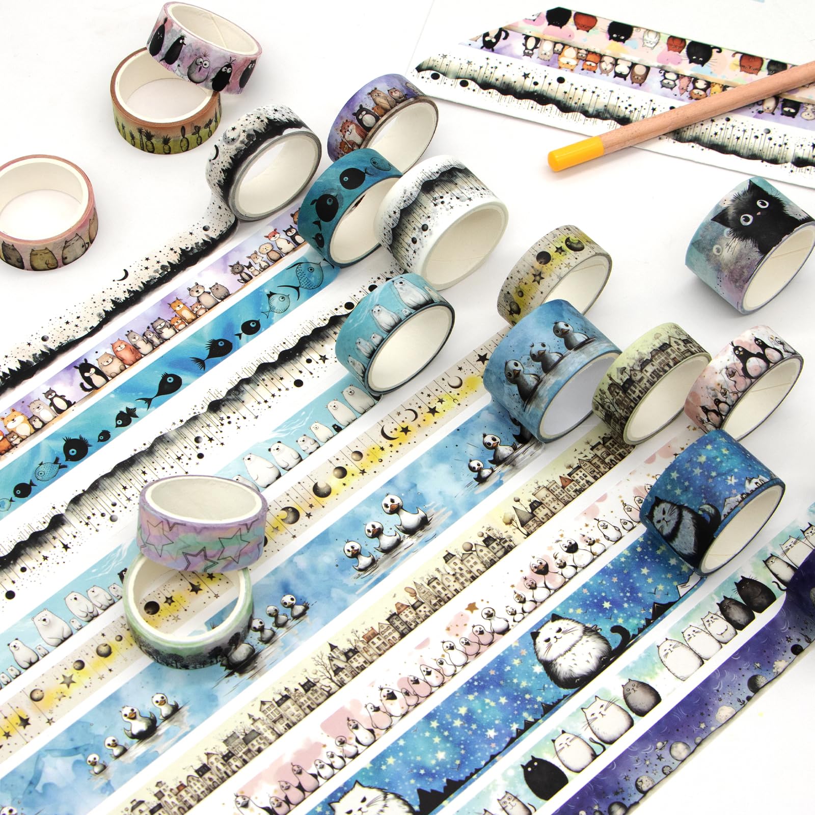 24 Rolls Kawaii Animal Washi Tape Set - Cute Decorative Tape for Scrapbooking, Bullet Journal, Junk Journal & Kids Crafts - Perfect for DIY Projects, Gift Wrapping & School Art Activities