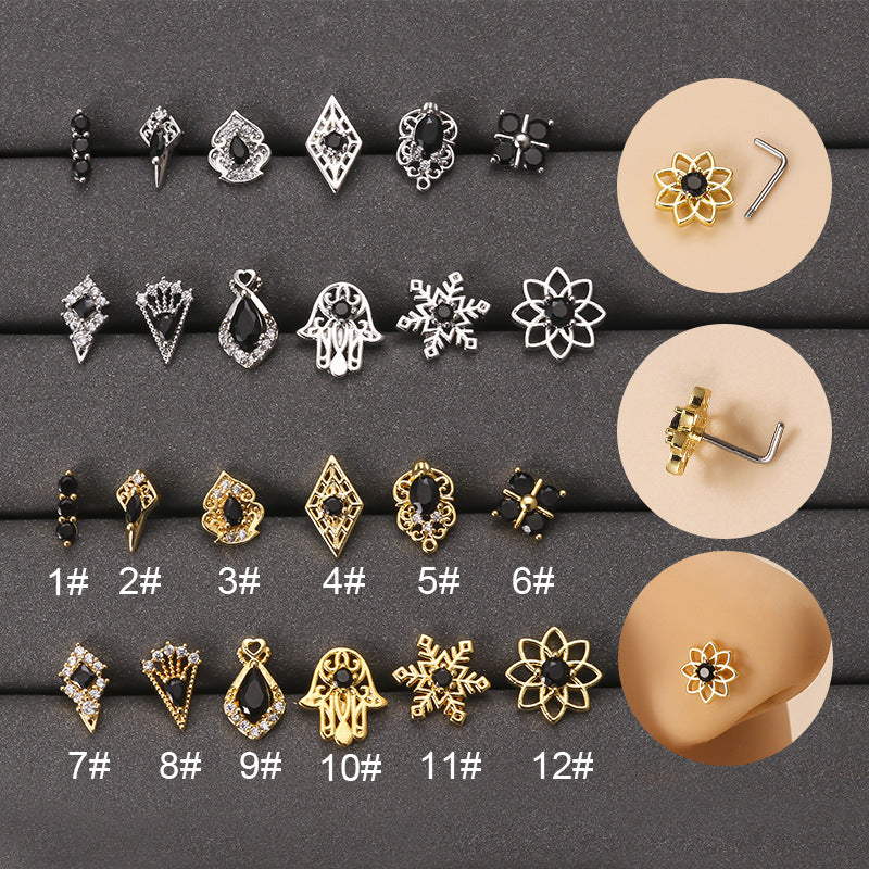 20G Hamsha Straight Nose Screw - High-Quality Stainless Steel Nose Ring for Cartilage Piercing | Perfect for Everyday Wear, Parties & Body Jewelry Collection | HSPJ835