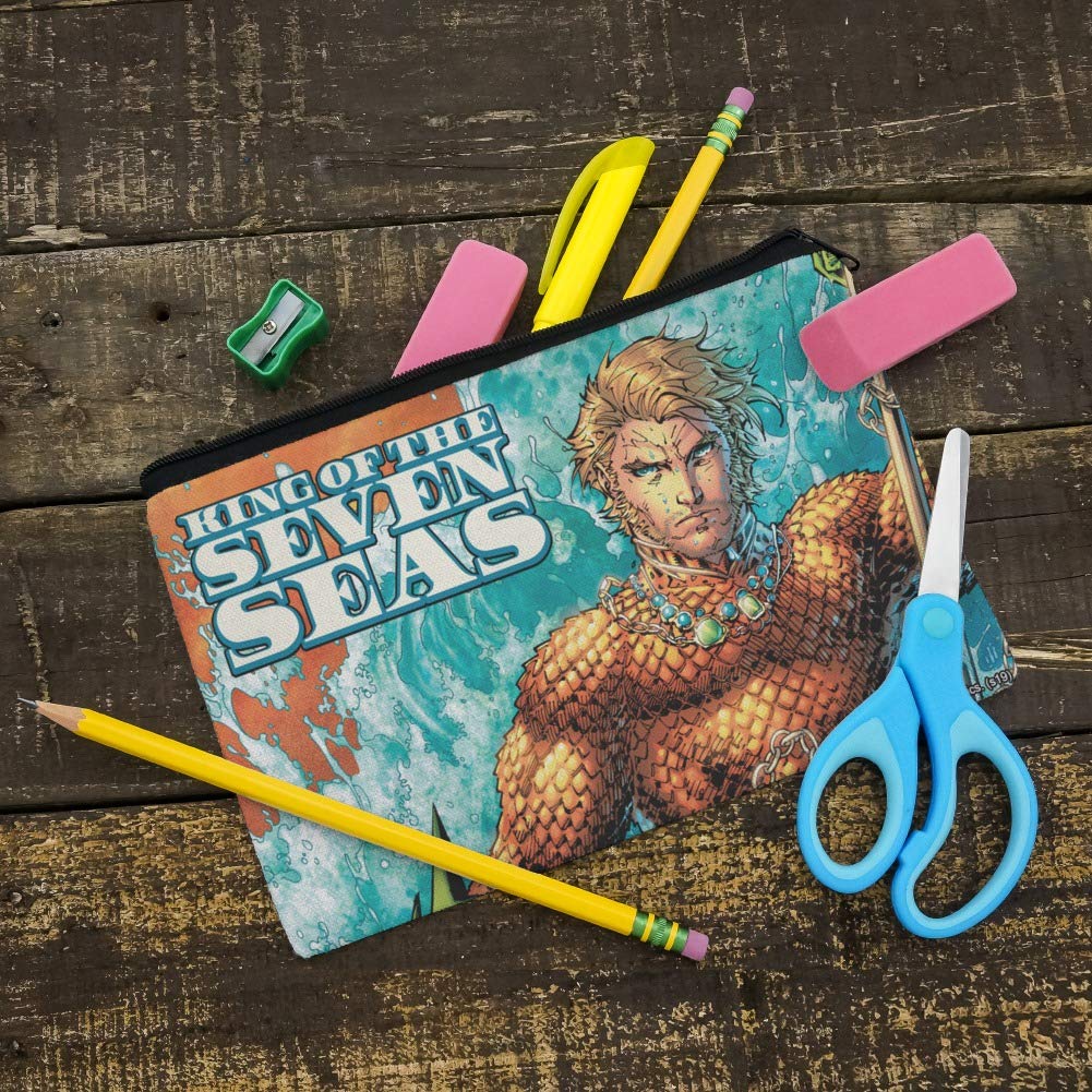 Aquaman King of The Sea Pencil Case - Waterproof Zipper Pouch Organizer for Pens, Markers & School Supplies - Perfect for Students, Office & Travel Accessories Storage