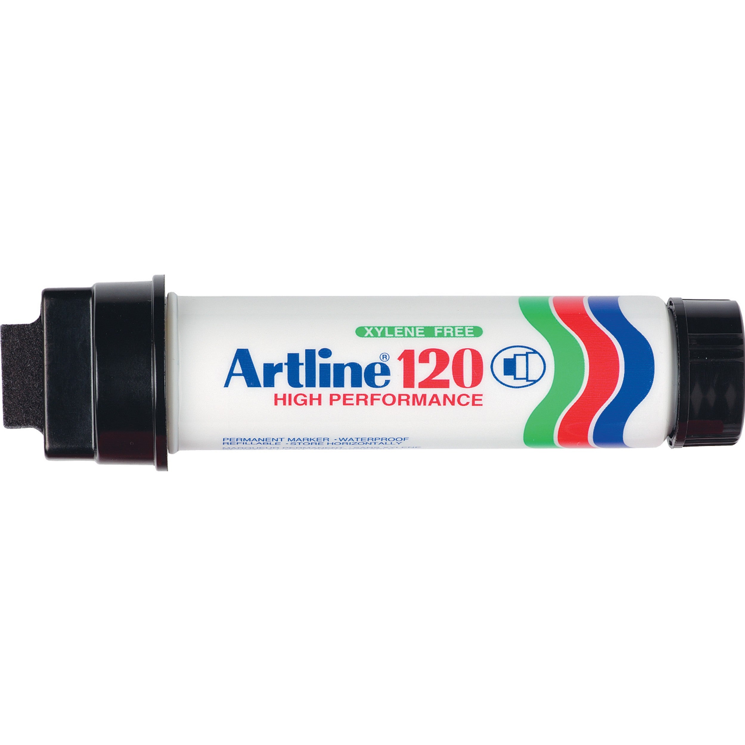 Artline 120 Permanent Marker - 20mm Wedge Nib, Black Ink (6-Pack) - Ideal for Labeling, Crafts, and Industrial Use