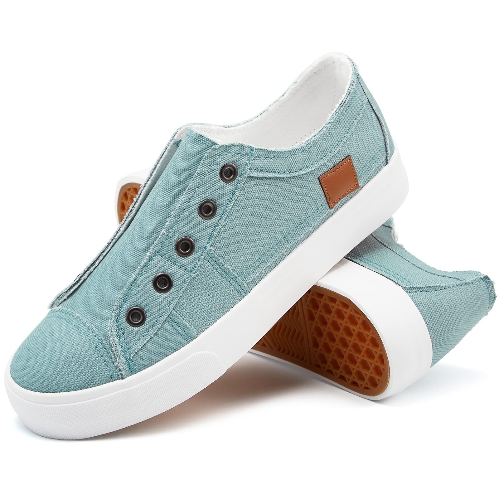 Women's Slip-On Non-Slip Canvas Sneakers - Comfortable Low Top Casual Shoes for Walking, Travel & Everyday Wear