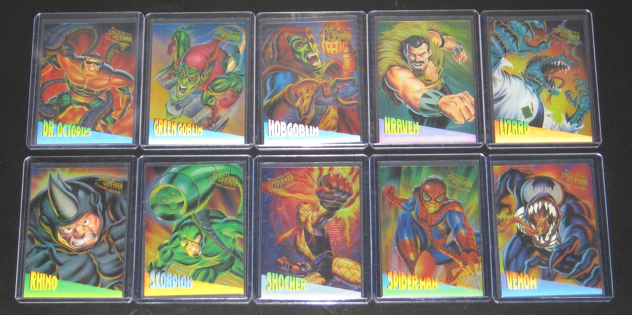 1995 Fleer Ultra Spider-Man CLEARCHROME Insert Set of 10 Trading Cards - Near Mint/Mint Condition - Marvel Comics Collectibles - Perfect for Display, Investment & Superhero Fans