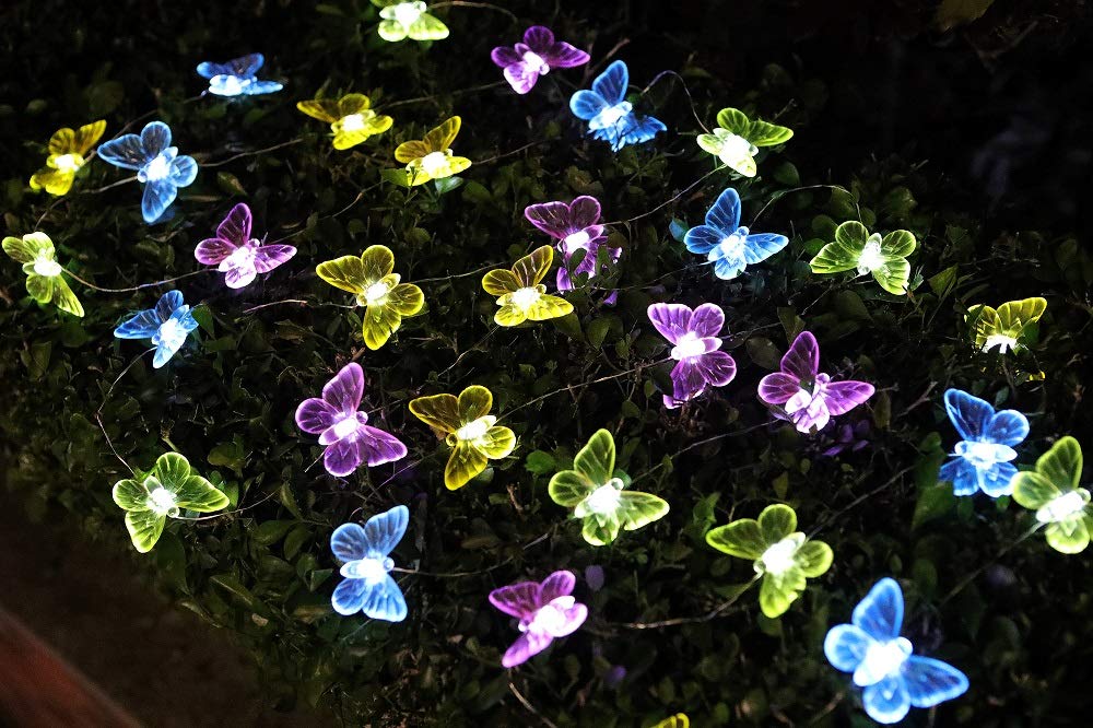 Solar Butterfly String Lights Outdoor - 17.7ft 36 LED Waterproof Fairy Lights for Garden, Yard, Patio Decoration | Cool White Solar Powered Lights for Weddings, Parties & Outdoor Events