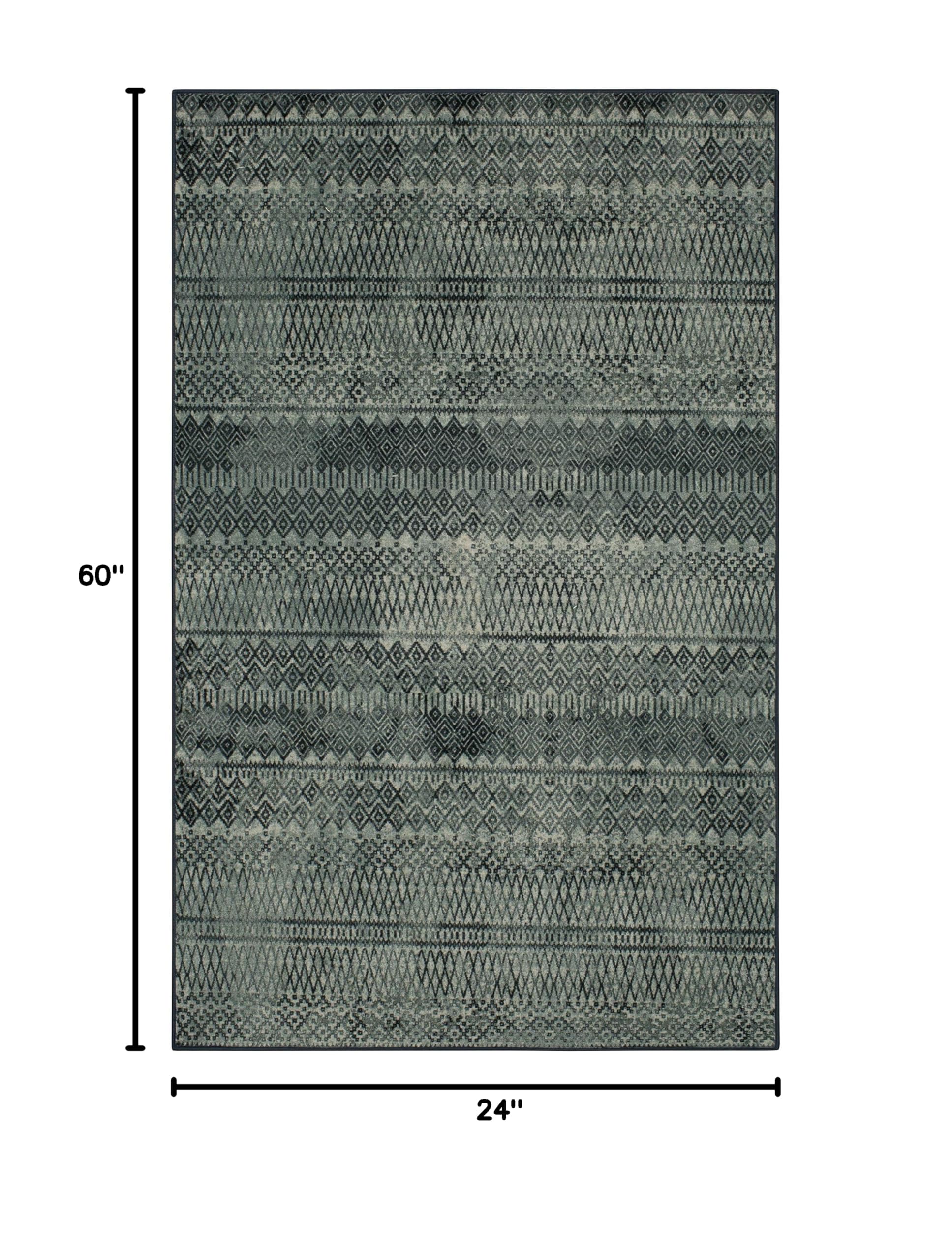 Mohawk Home Charcoal Prale Area Rug 2'x5' - Soft Indoor Runner Rug for Living Room, Bedroom, Hallway - Non-Slip Low Pile Carpet for Home Decor