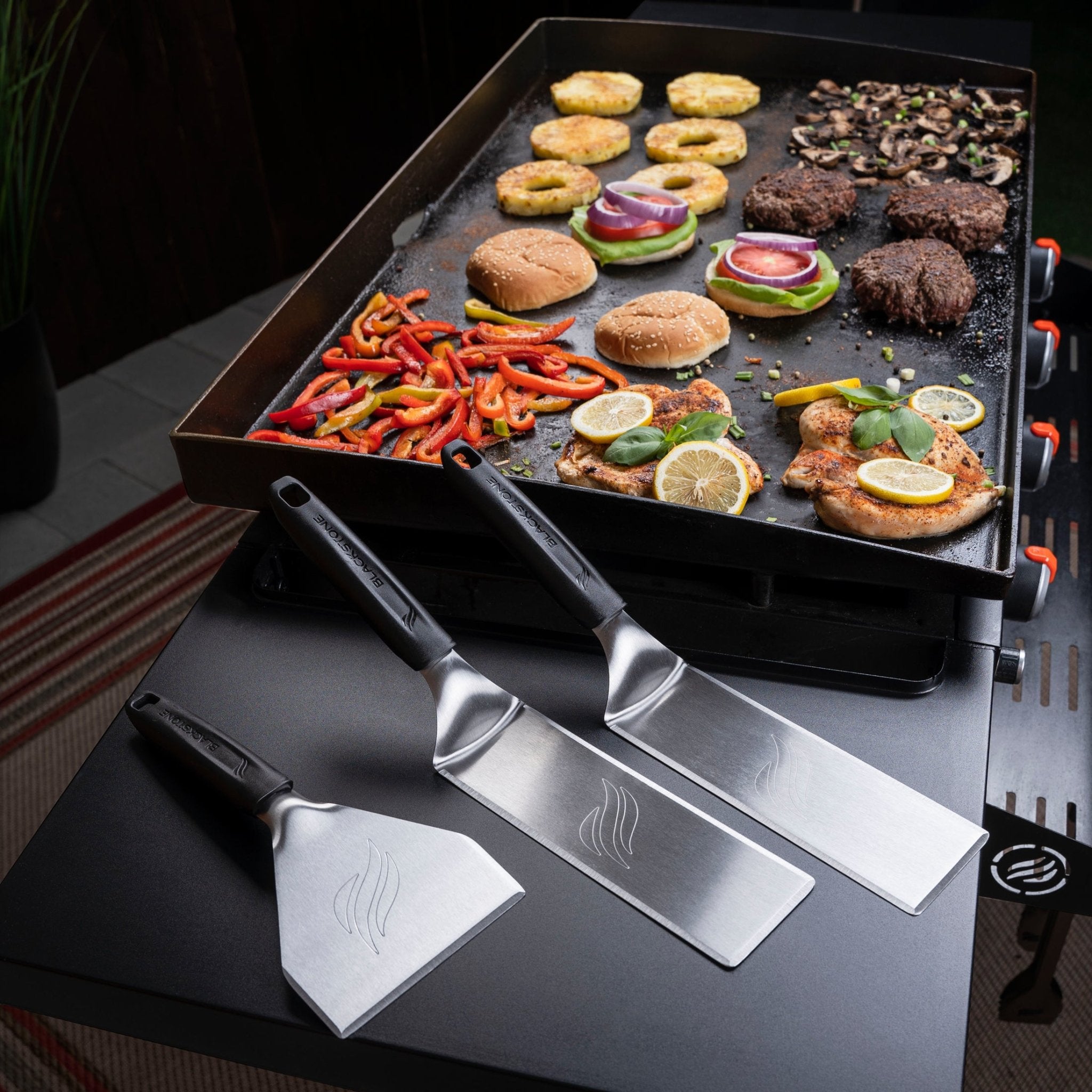 Premium Non-Stick Griddle Cooking Set - 12-Piece BBQ Grill Accessories Kit with Spatula, Tongs & Scraper for Outdoor Camping, Backyard Grilling & Home Kitchen Use