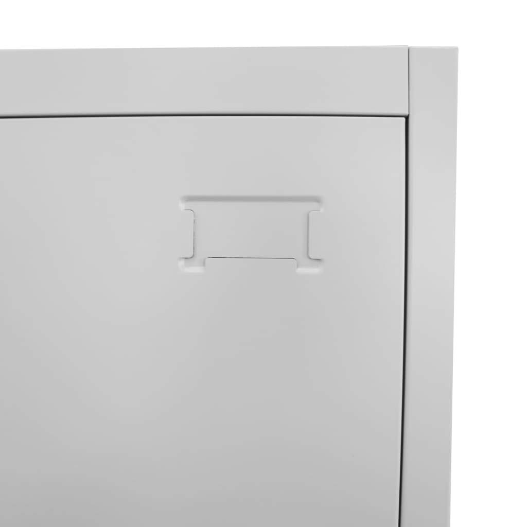2-Compartment Metal Locker Cabinet with Mirror & Name Card Holder - 15