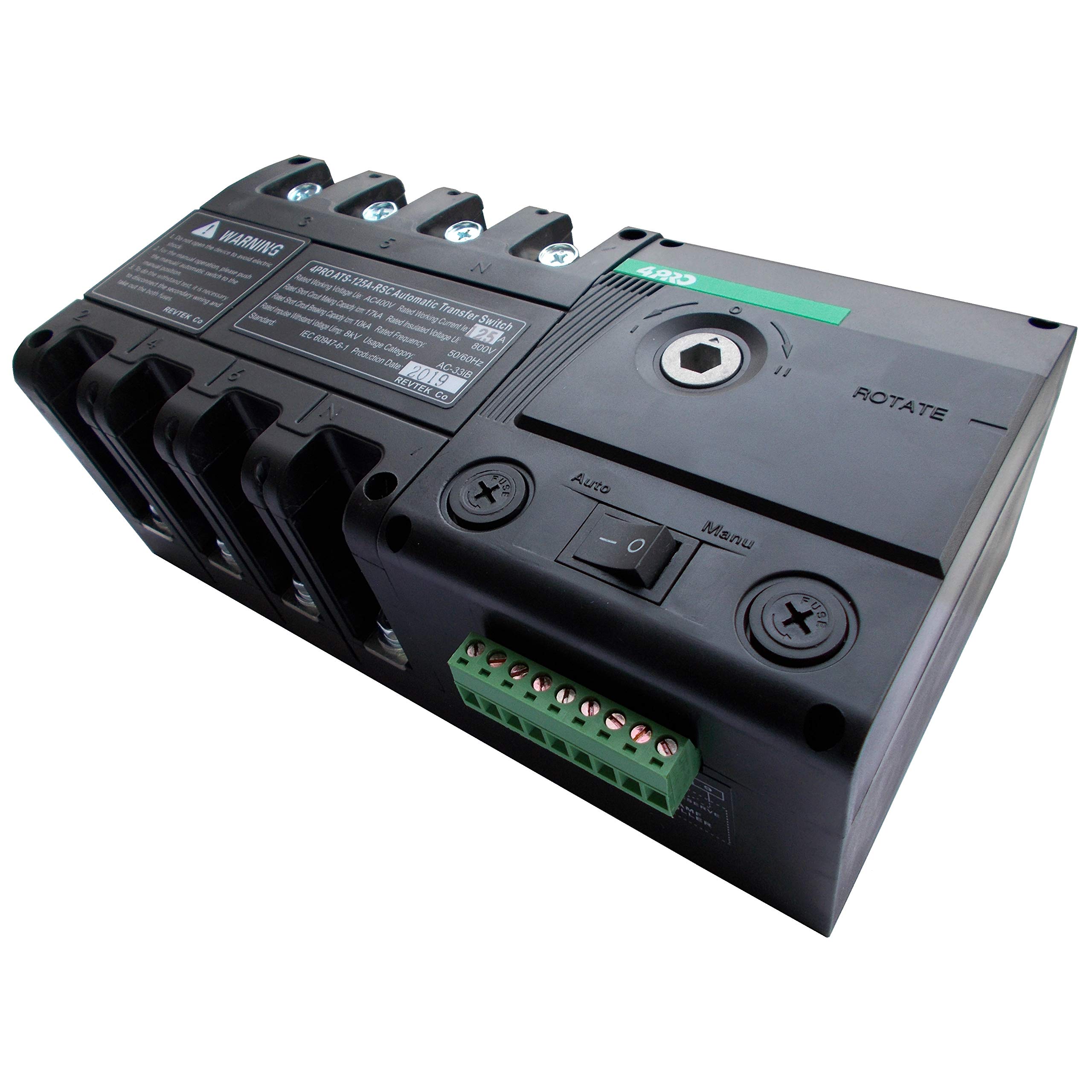 4PRO ATS-125A-4P-RSC 100A 4 Pole Automatic Transfer Switch for Generator Power Backup - Perfect for Home, Office & Emergency Power Supply