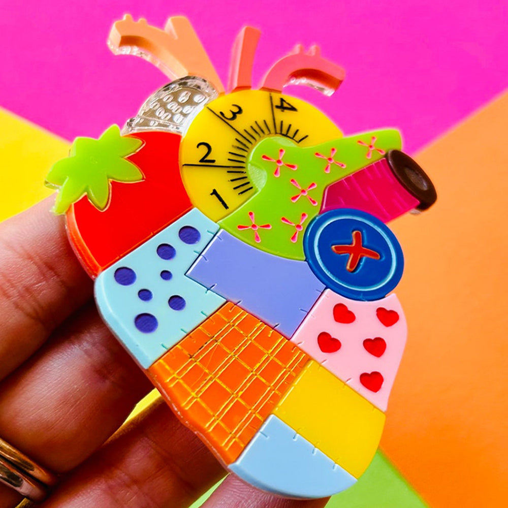 Anatomical Heart Acrylic Brooch DIY Sewing Kit - Unique Handmade Jewelry Supplies by Makokot Design - Perfect for Crafting, Cosplay & Fashion Accessories