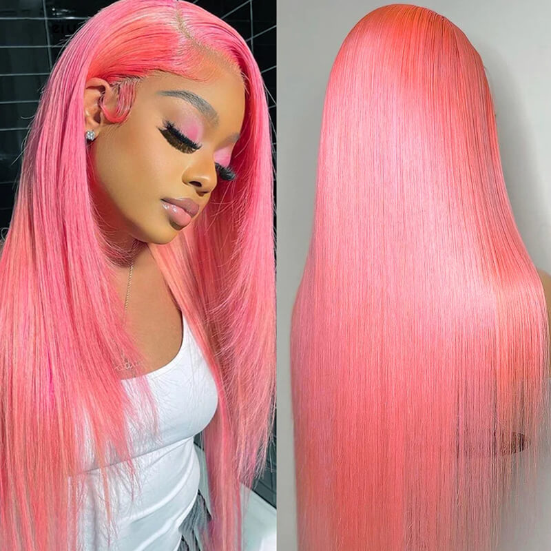 Eullair #613 Blonde Lavender Purple Pink Grey Straight Human Hair Wig with 13x4 Transparent Lace Frontal for Women | Perfect for Cosplay, Daily Wear & Special Occasions