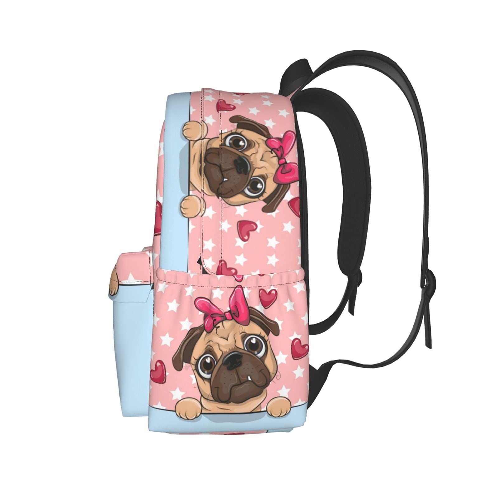 **Delerain 17 Inch Laptop Backpack - Cute Cartoon Pug Dog Design, School Bookbag & Casual Daypack for Men & Women - Perfect for School, Work, Camping, Hiking, Picnic, Beach & Travel**