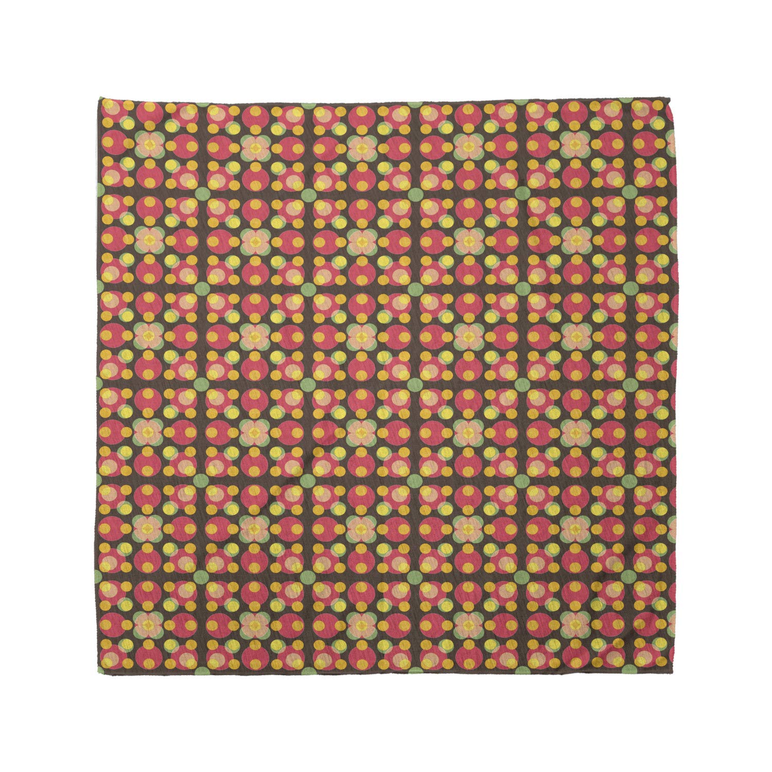 Lunarable Bandana Scarf - Geometric Pattern with Dark Cocoa, Pink & Yellow Colors - Stylish Fashion Accessory for Women & Men - Perfect for Outdoor Activities, Concerts & Everyday Wear
