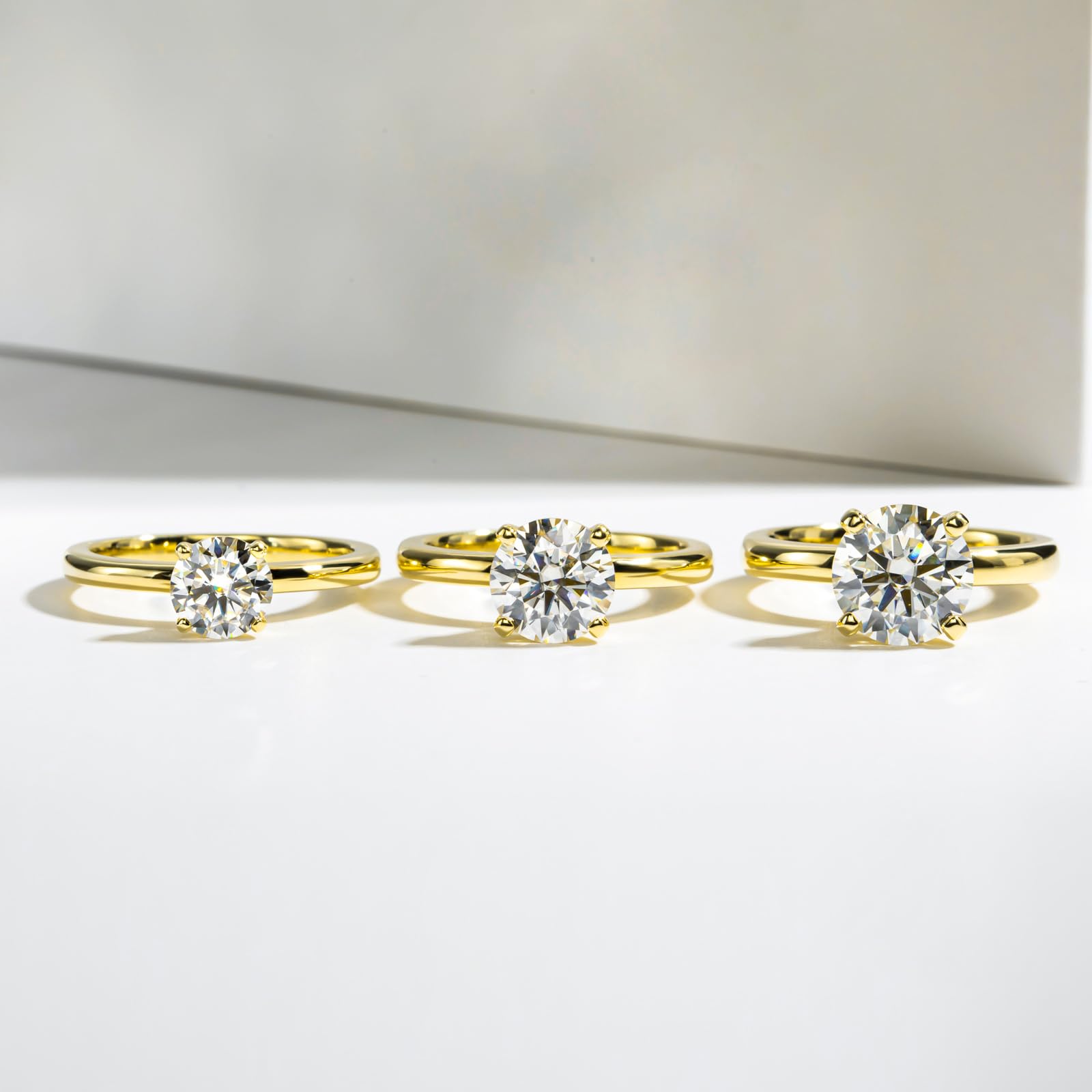 Moissanite Round Cut Engagement Ring for Women - D Color VVS1 Clarity, 14K Yellow Gold Plated 925 Sterling Silver Wedding Promise Band | Perfect for Proposals, Anniversaries & Special Occasions