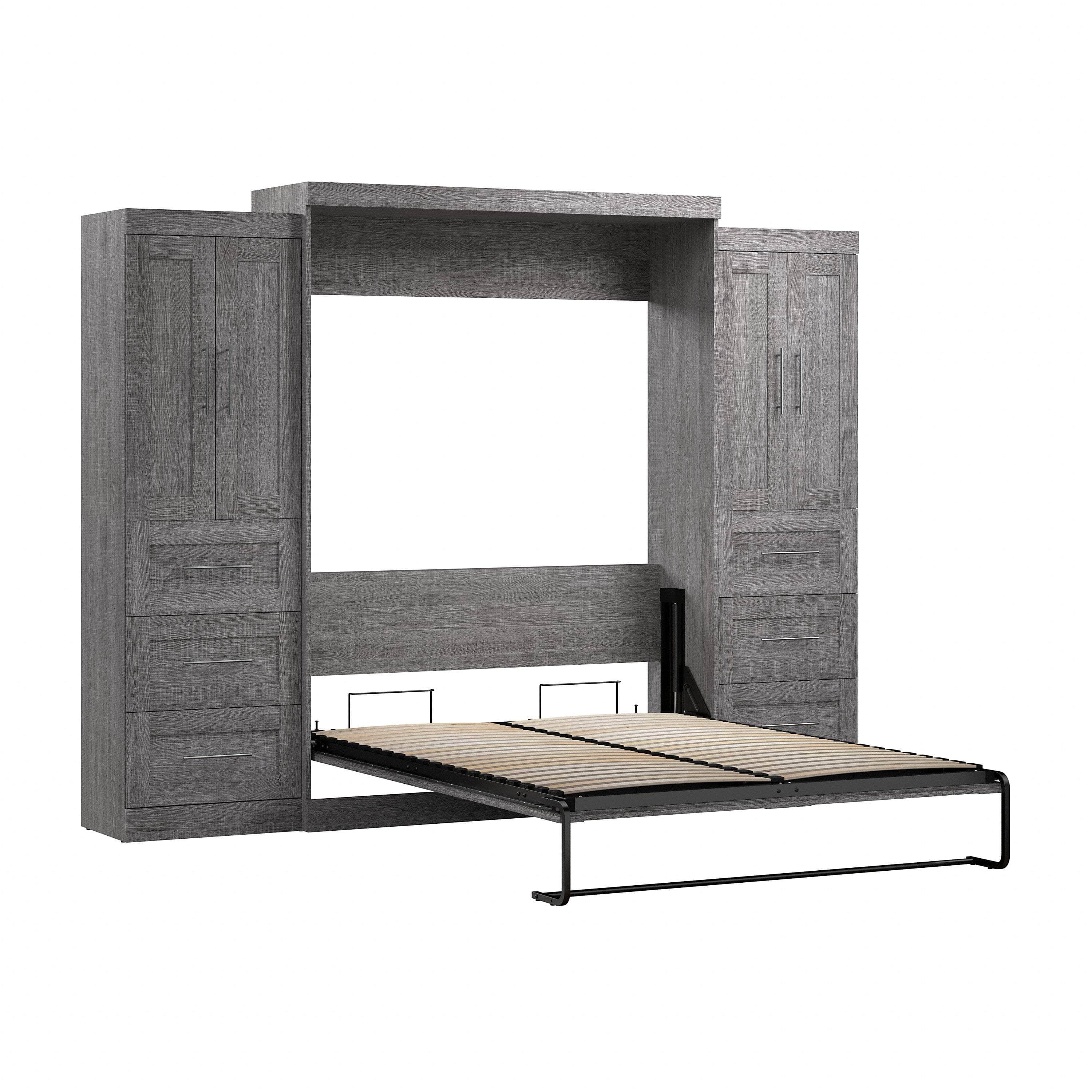 Pur Queen Murphy Wall Bed with Closet Storage Cabinets (115W) - 7 Color Options - Space-Saving Solution for Small Apartments, Guest Rooms & Home Offices