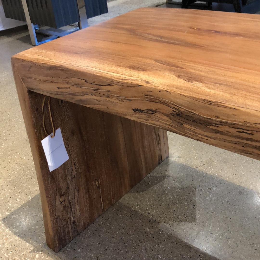 Custom Live Edge Sycamore Wood Waterfall Bench - Handcrafted Coffee Table & Bench for Living Room, Patio, or Garden - Rustic Wooden Furniture for Home Decor