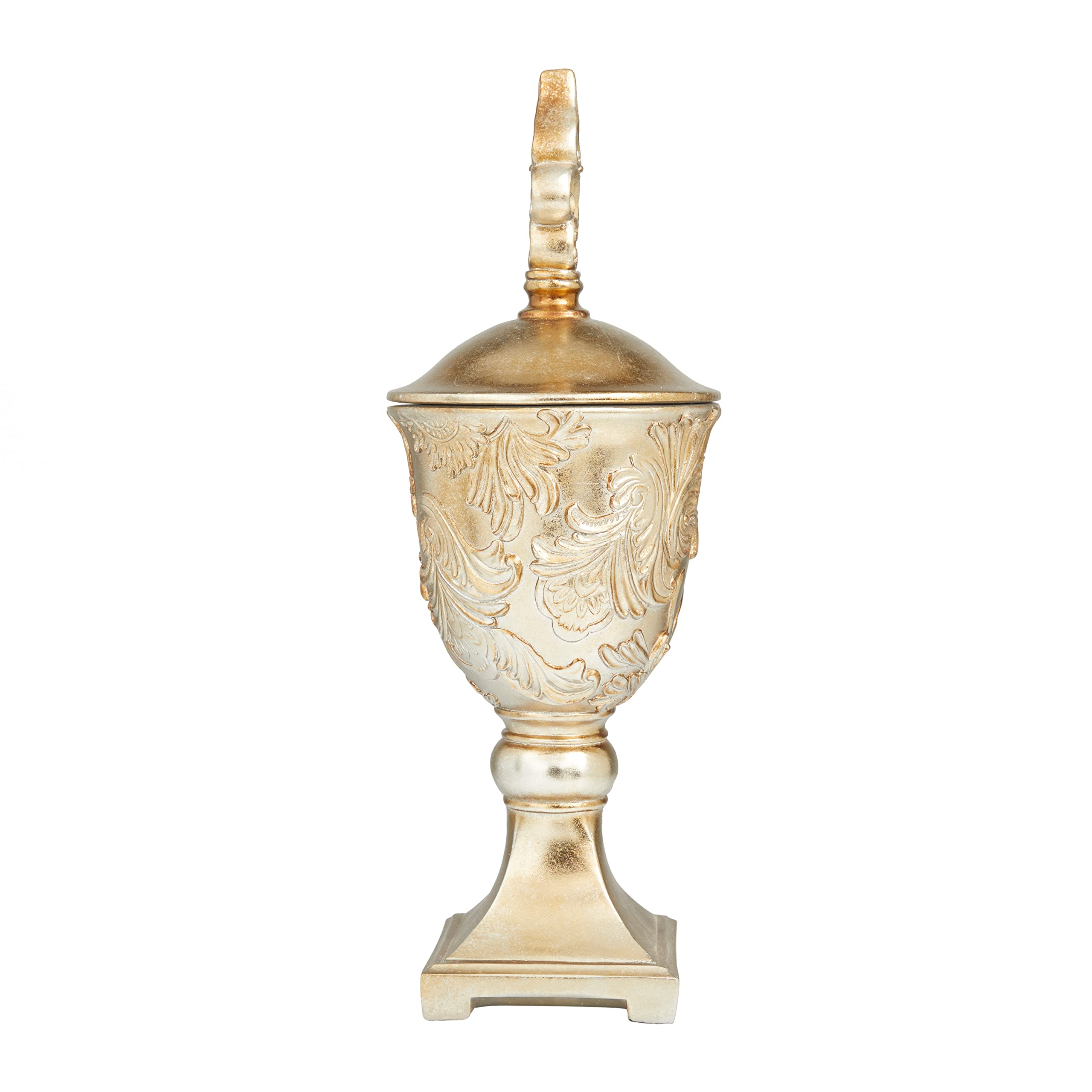 Deco 79 Polystone Solid Decorative Jars - Set of 2 Gold Vases for Home Decor, 7