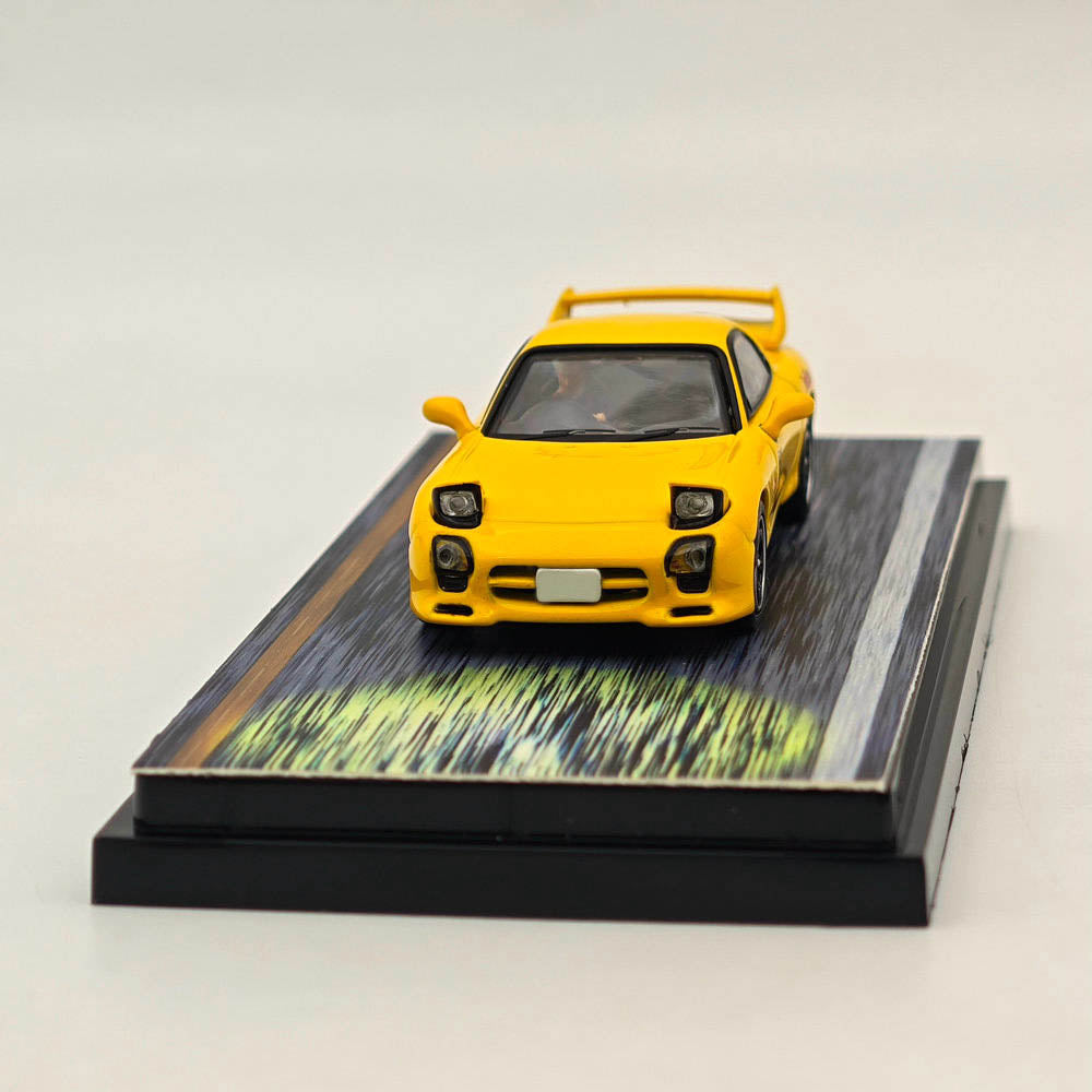 1/64 Scale Mazda RX-7 FD3S RedSuns Initial D Diecast Model Car with Open Headlights - HJ643007BDY by Hobby Japan | Collectible Toy for Anime Fans, Car Enthusiasts & Display Decor