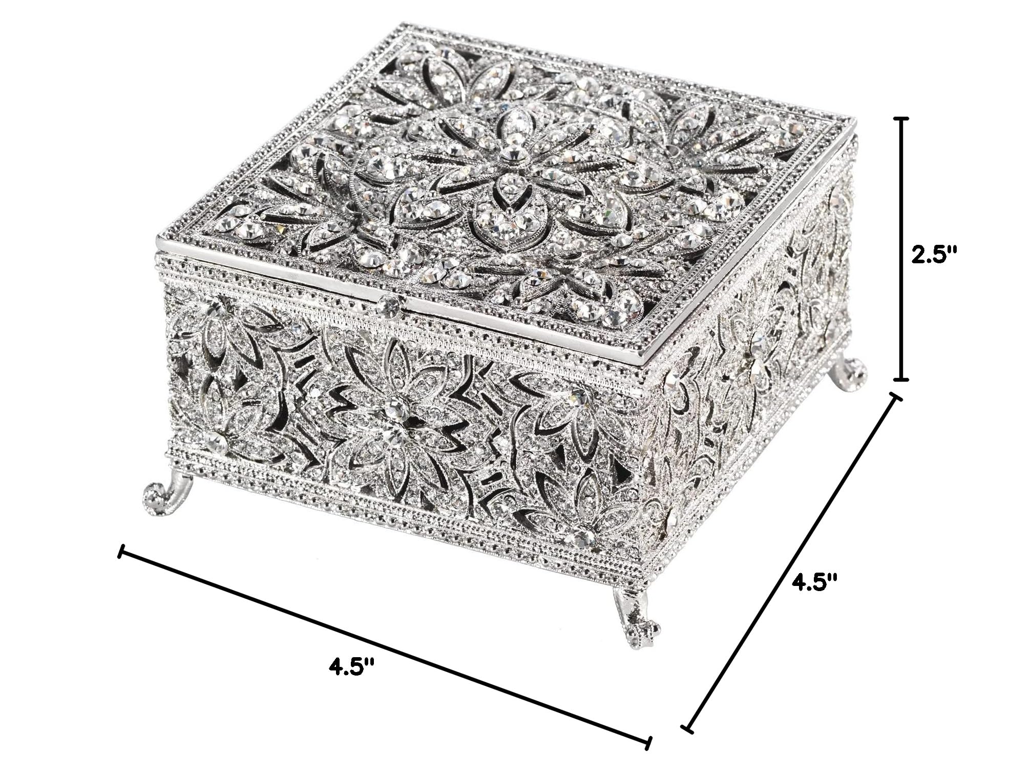 Olivia Riegel Sterling Silver Windsor Large Jewelry Box - Perfect for Organizing Rings, Necklaces & Earrings - Elegant Gift for Women & Brides