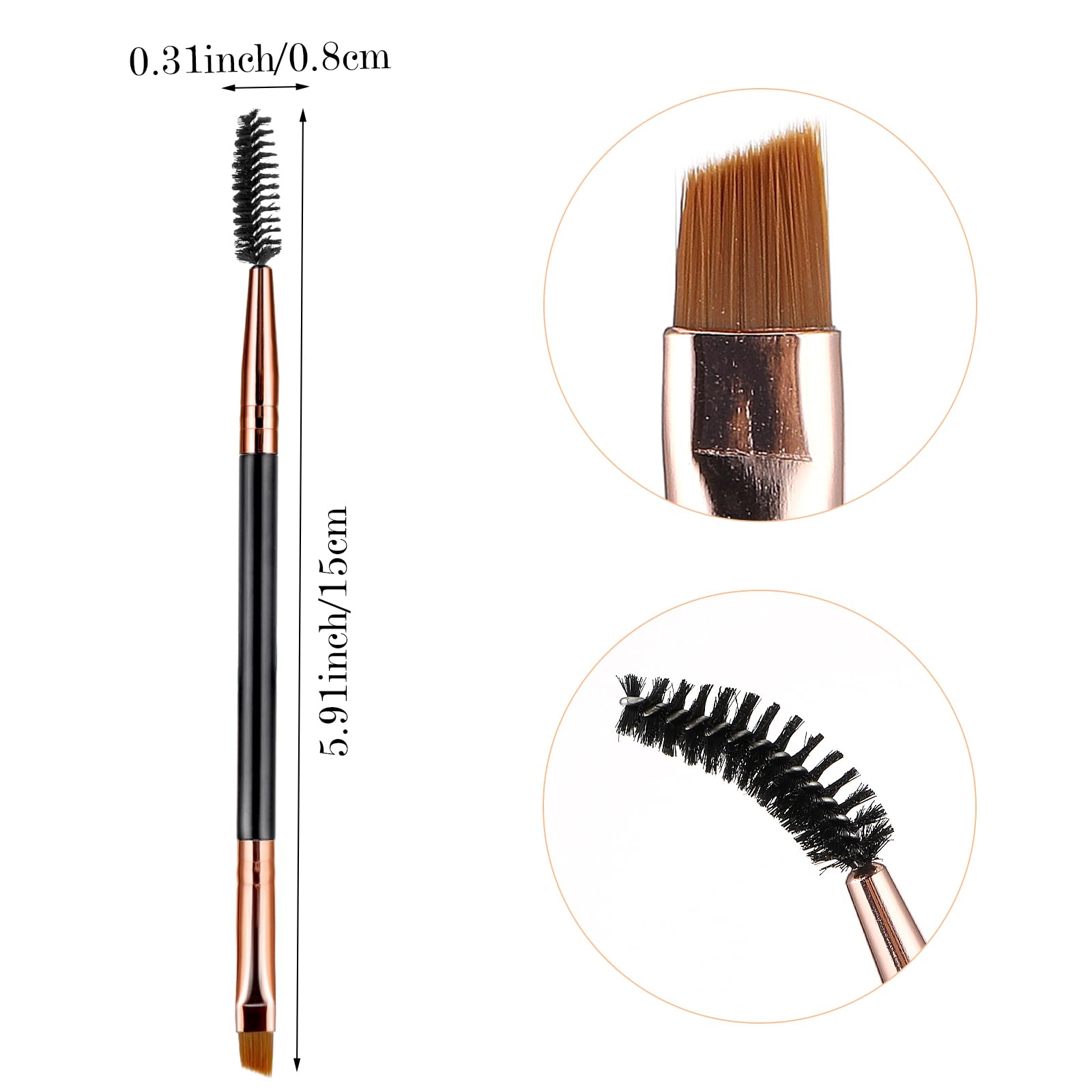 10Pcs Eyebrow Brush Set - Double Ended Spoolie & Angled Brow Brushes for Precision Makeup & Blending - Perfect for Eyebrow Powder & Eyelash Tint Application