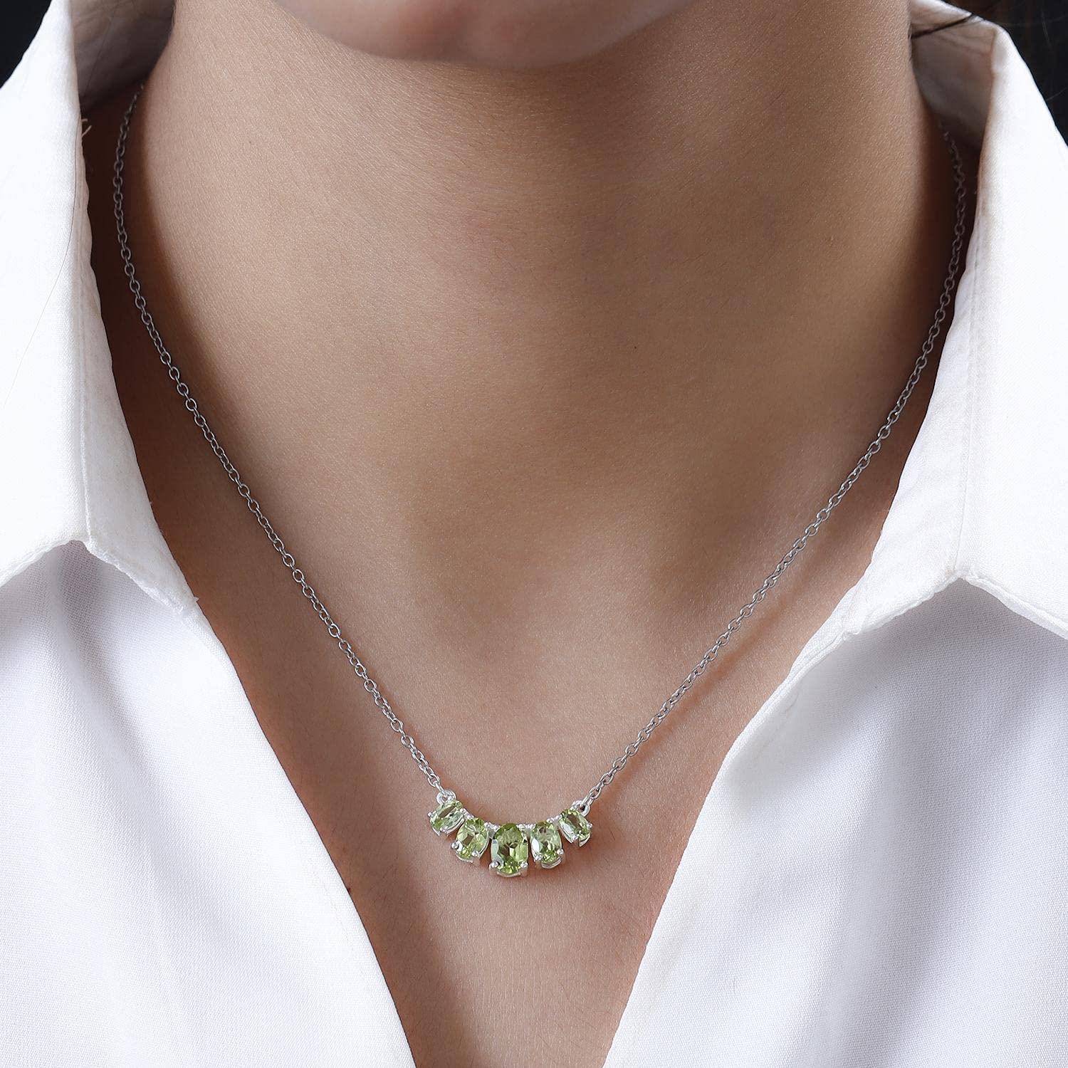 925 Sterling Silver Birthstone Necklace for Women - 18