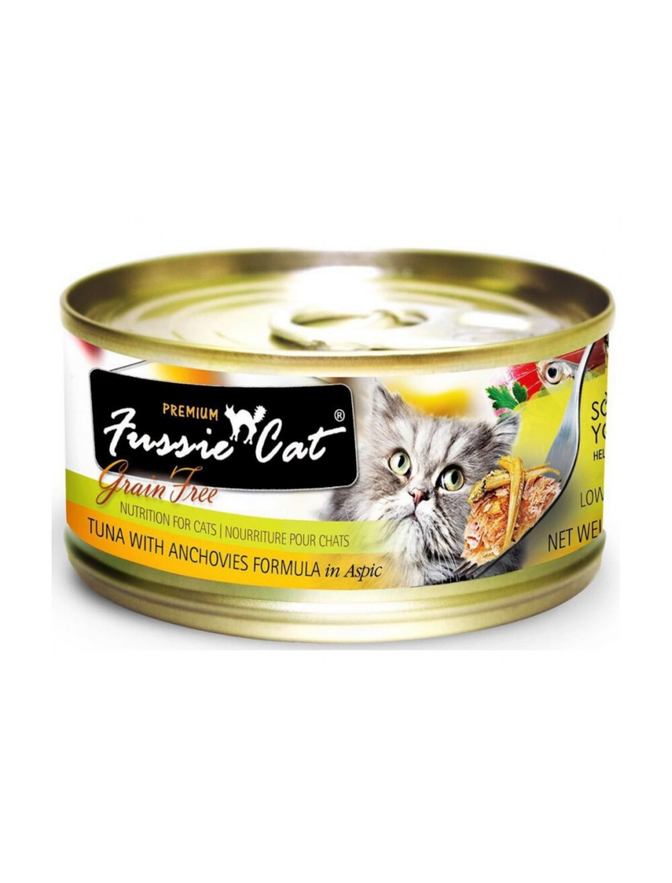 Premium Fussie Cat Black Label Tuna & Anchovy Wet Cat Food - Grain-Free, High-Protein 80g Canned Cat Food for Adult & Senior Cats - Perfect for Picky Eaters & Weight Management