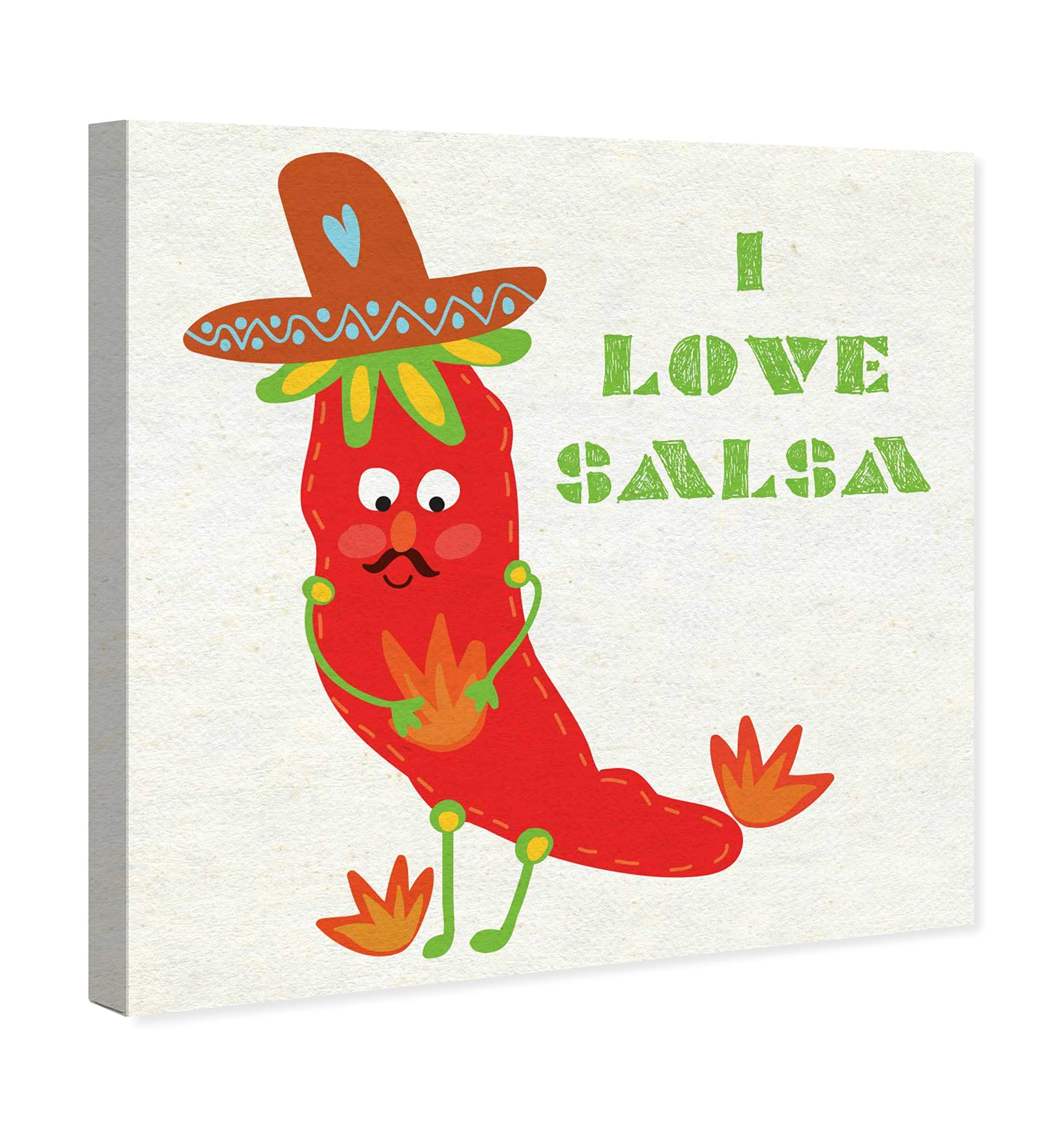 Oliver Gal Artist Co. 'Jalapeno Salsa' Kids Wall Art - 24x24 Inch Red & White Canvas Print with Inspirational Typography for Children's Bedroom & Playroom Decor