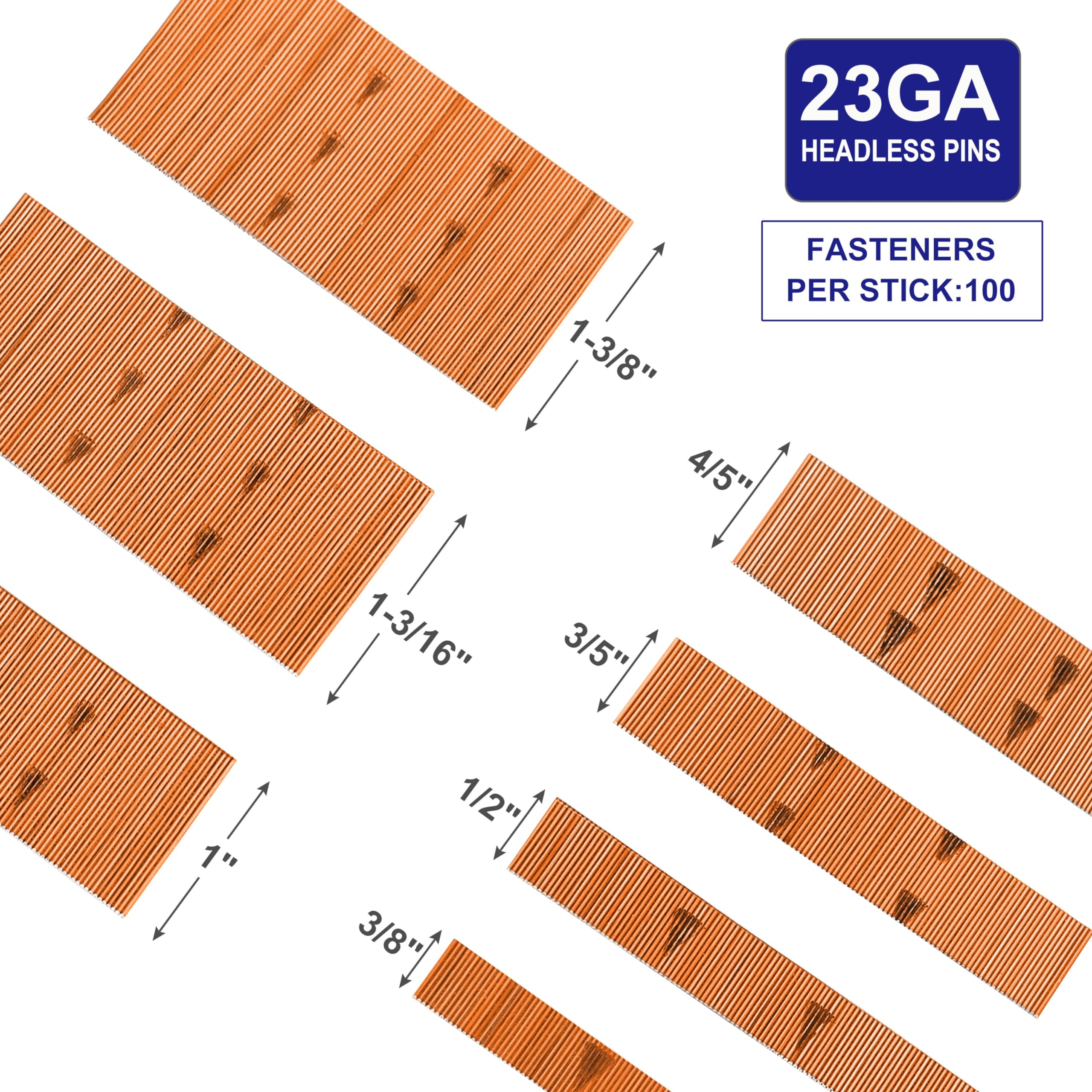 14000 Pcs 23 Gauge Headless Pin Nails - 7 Sizes (3/8