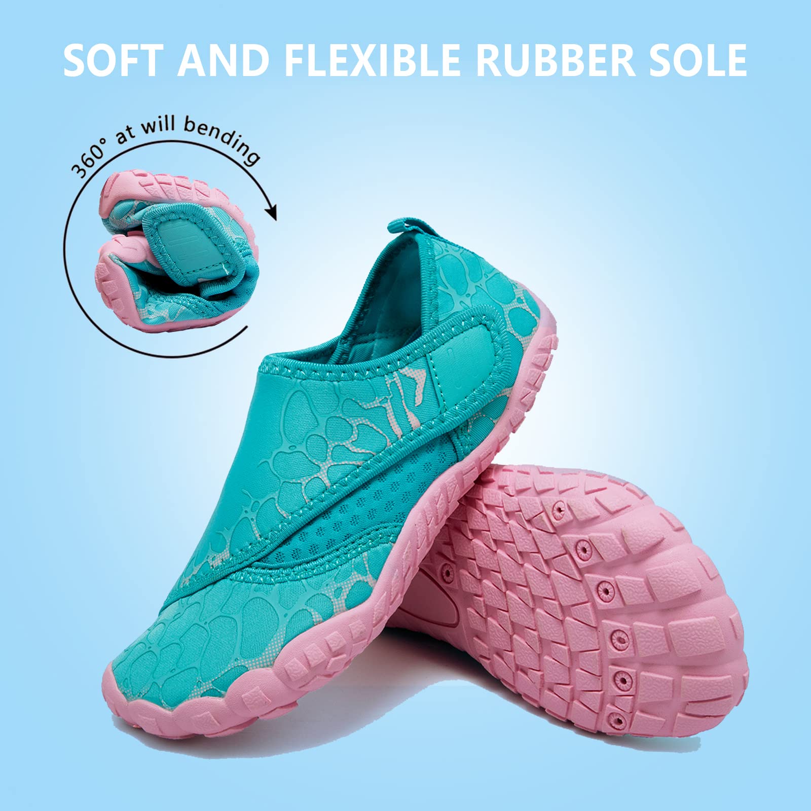 **Boys & Girls Water Shoes - Lightweight Comfortable Sole for Easy Walking, Athletic Slip-On Aqua Socks (Toddler/Little Kid/Big Kid) - Perfect for Beach, Pool, and Outdoor Activities**