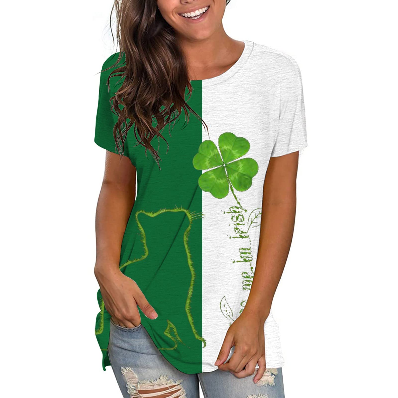 Women's Cute O-Neck Short Sleeve Loose Casual Printed T-Shirt - White, Small | Perfect for Summer Outfits, Beach Wear & Casual Everyday Style