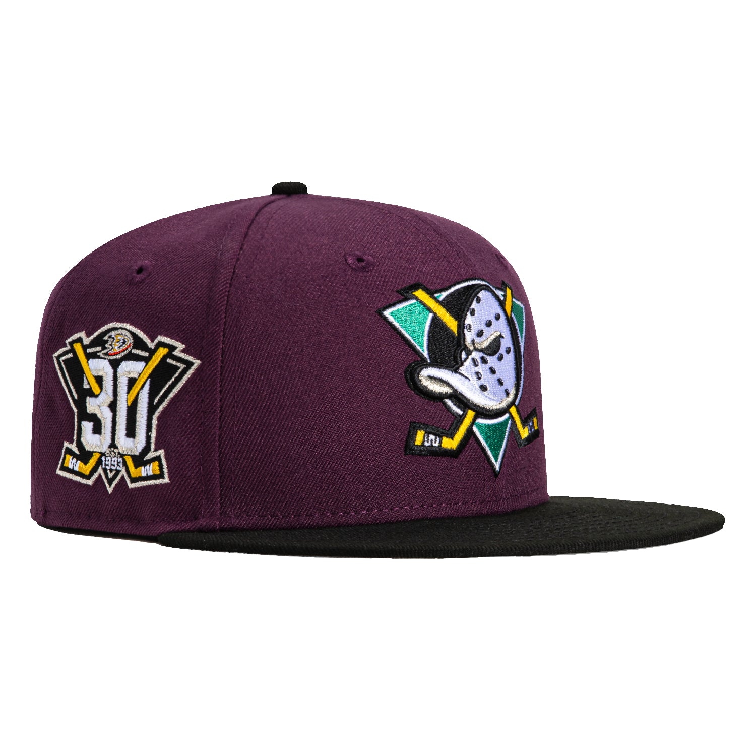 New Era 59Fifty Anaheim Ducks 30th Anniversary Patch Snapback Hat - Maroon & Black - Official NHL Licensed Cap for Hockey Fans & Collectors - Perfect for Games, Gifts & Sports Memorabilia