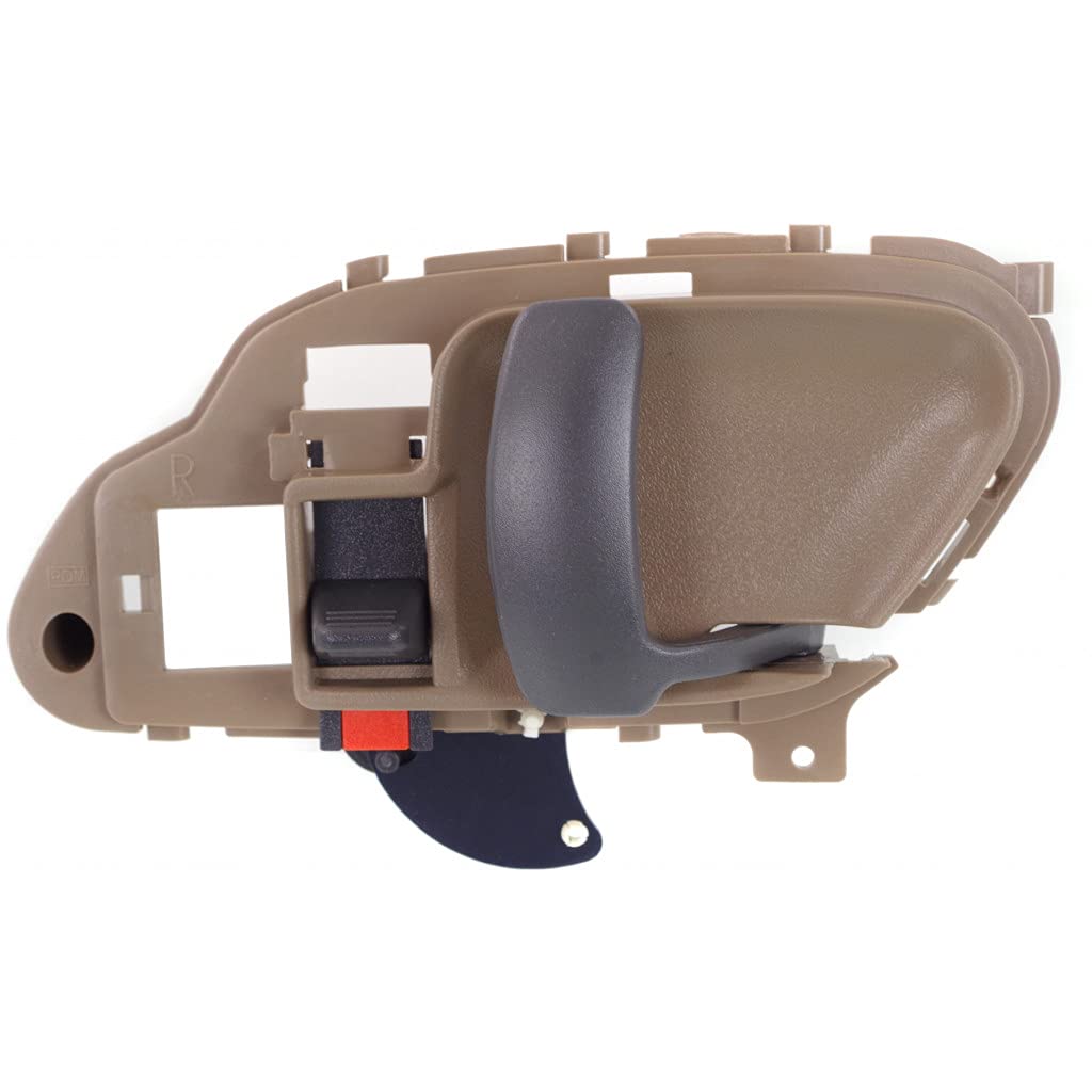 Cadillac Escalade Front Passenger Side Interior Door Handle - Beige Bezel with Primed Lever & Door Lock Button (1999-2000) | Base Trim | Perfect for Replacement & Car Interior Restoration