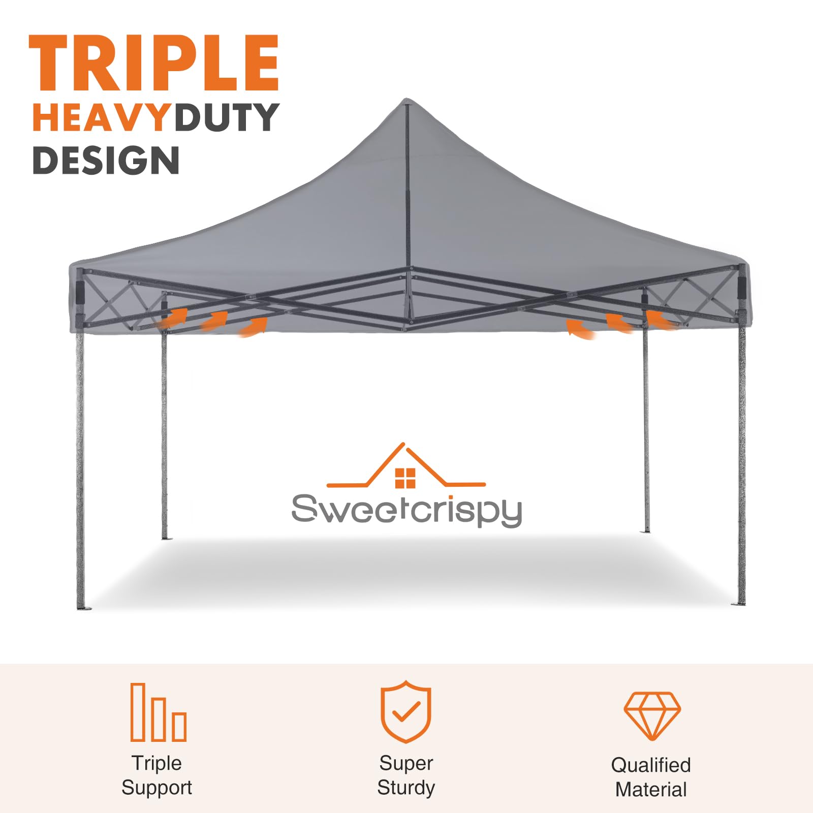 Sweetcrispy 10x10 Pop Up Canopy Tent - Heavy Duty Waterproof Portable Shade with Sand Bags for Outdoor Parties, Backyard Events, Camping & Beach - Dark Grey Shelter