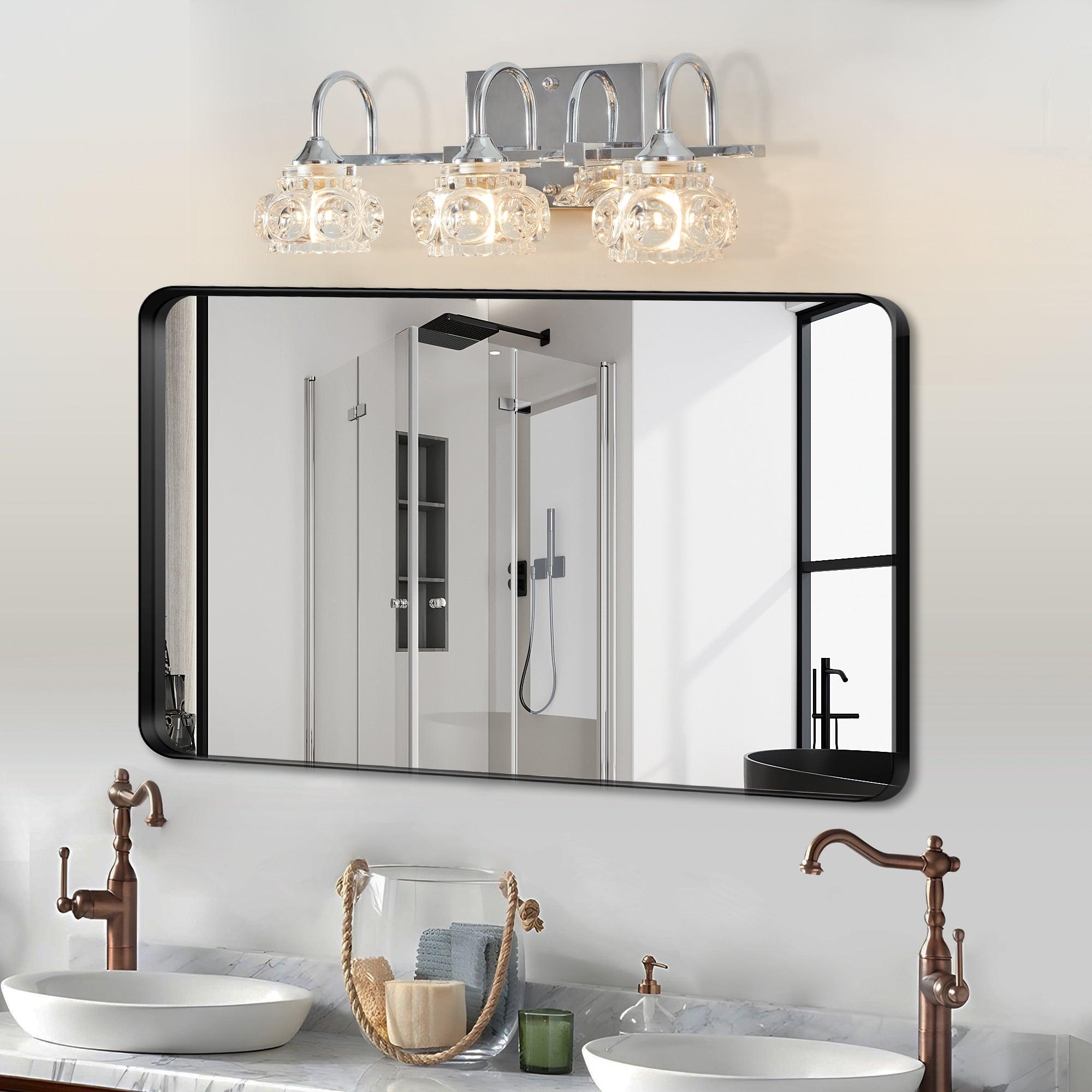 Vintage Crystal Vanity Light - Brushed Nickel Finish Elegant 3-Light Bathroom Mirror Fixture with Clear Glass Shades | Perfect for Master Bath, Powder Room & Dressing Area Lighting